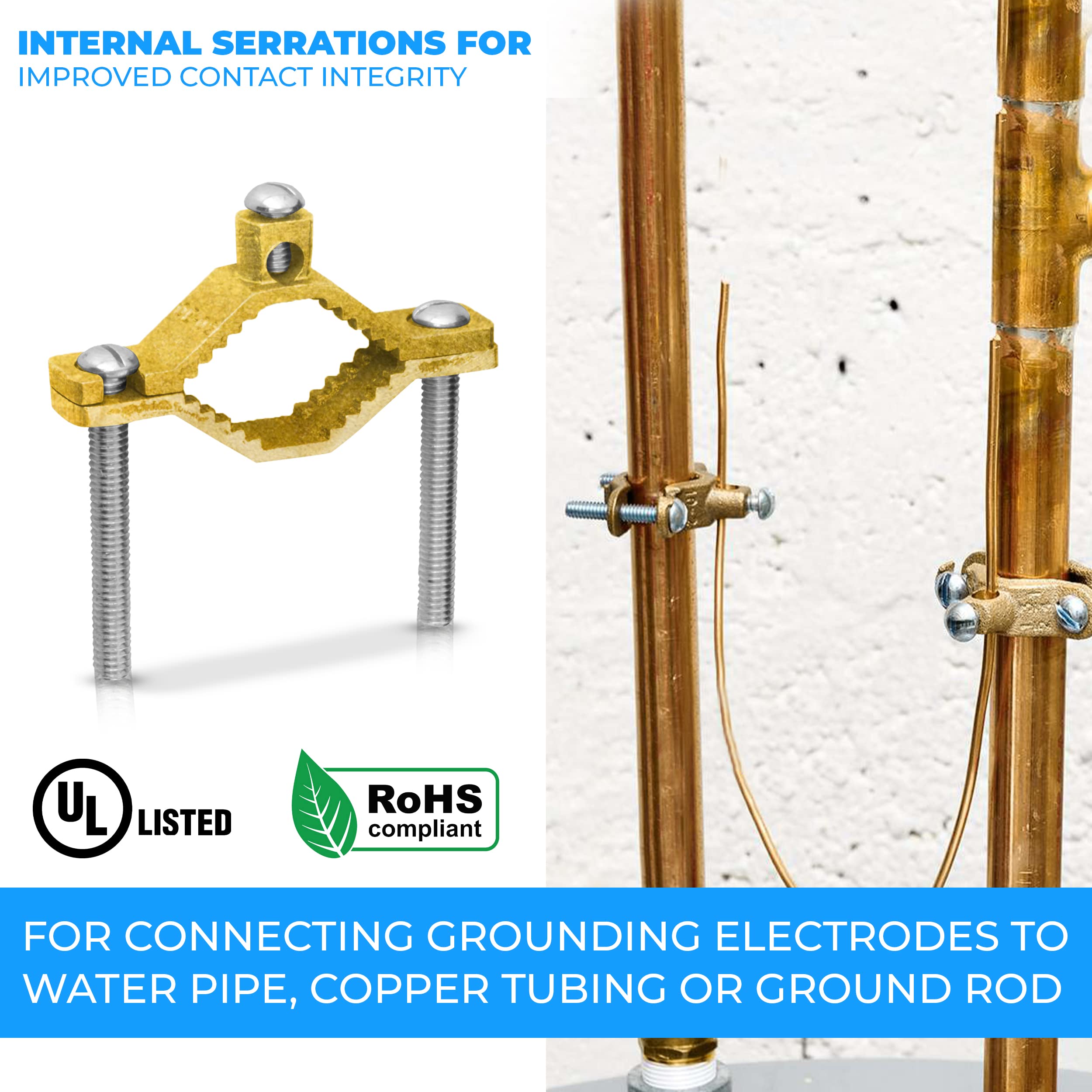 OHLECTRIC 5 Pack Heavy Duty Copper Ground Clamp for ½