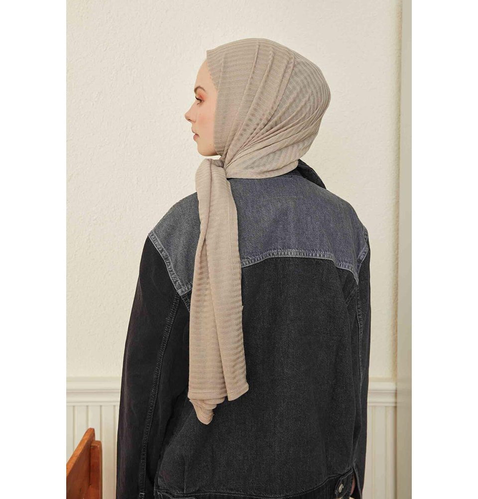 Soft Striped Jersey Hijab Shawl - Breathable & Comfortable Mink Scarf for Women | Perfect for Daily Wear, Prayer, and Modest Fashion