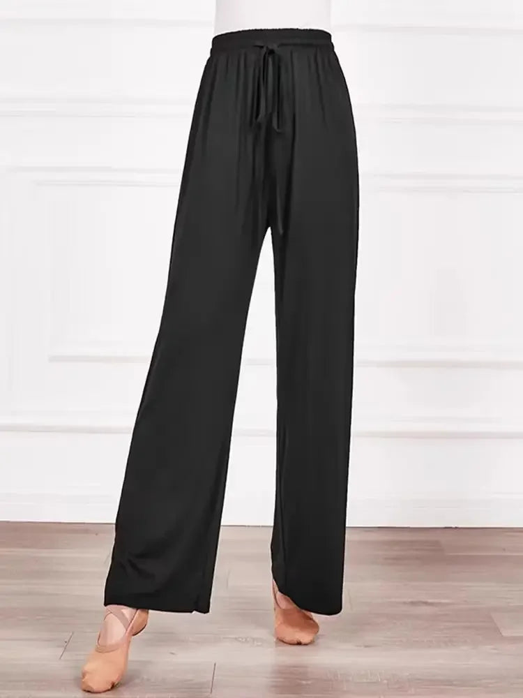 ABRINI Women's High Waist Elastic Drawstring Casual Straight Leg Pants - Solid Color Wide Leg Trousers for Sports, Work & Spring Outfits | Perfect for Yoga, Office Wear & Everyday Comfort