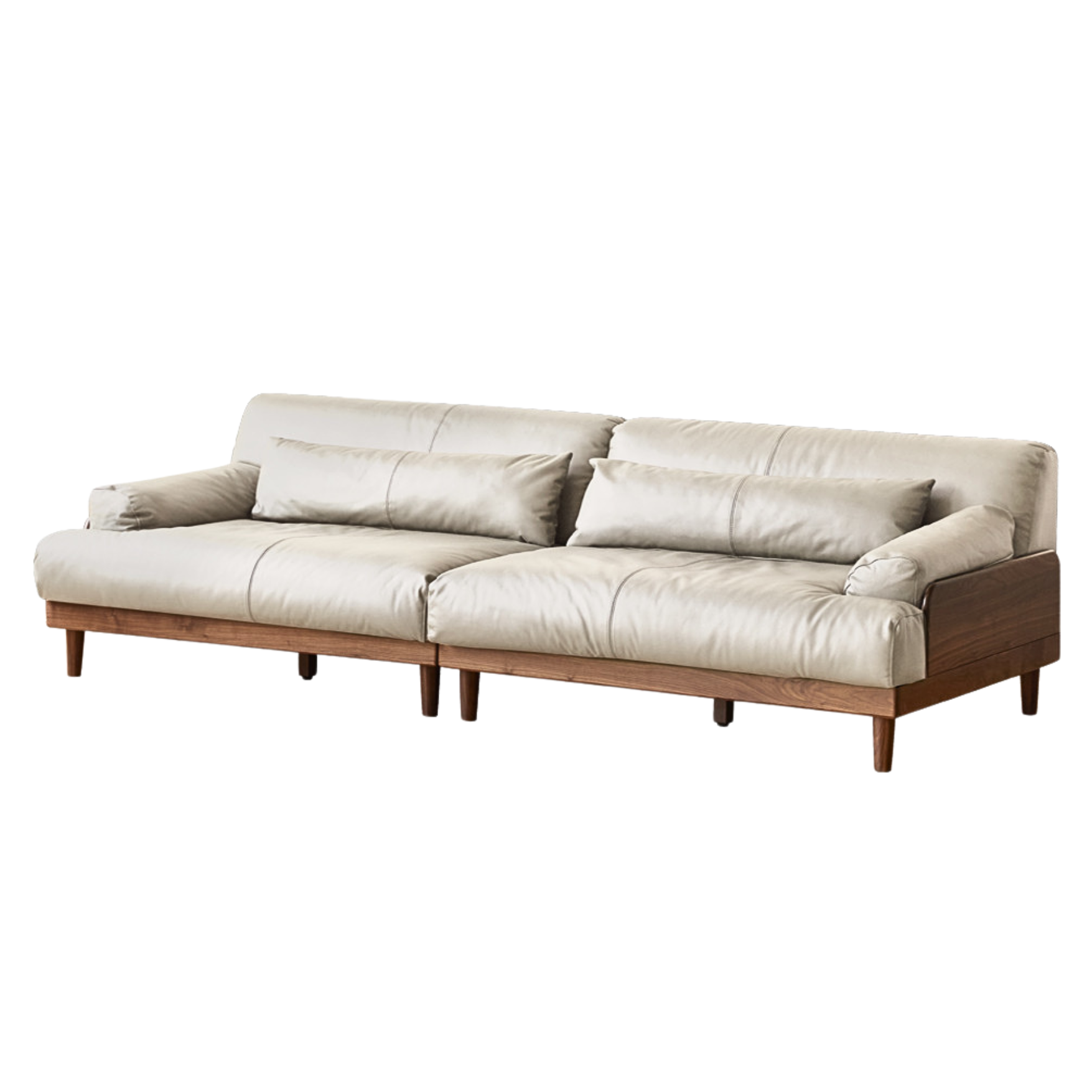 111.8x40.1x29.9 inch/ 284x102x76 cm/ Rich dark walnut color/ Black Walnut sofa off white