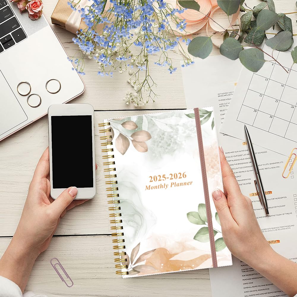 2025-2026 Monthly Planner - January 2025 to June 2026, 18-Month Calendar with Tabs, Twin-Wire Binding & Inner Pocket, 6.4