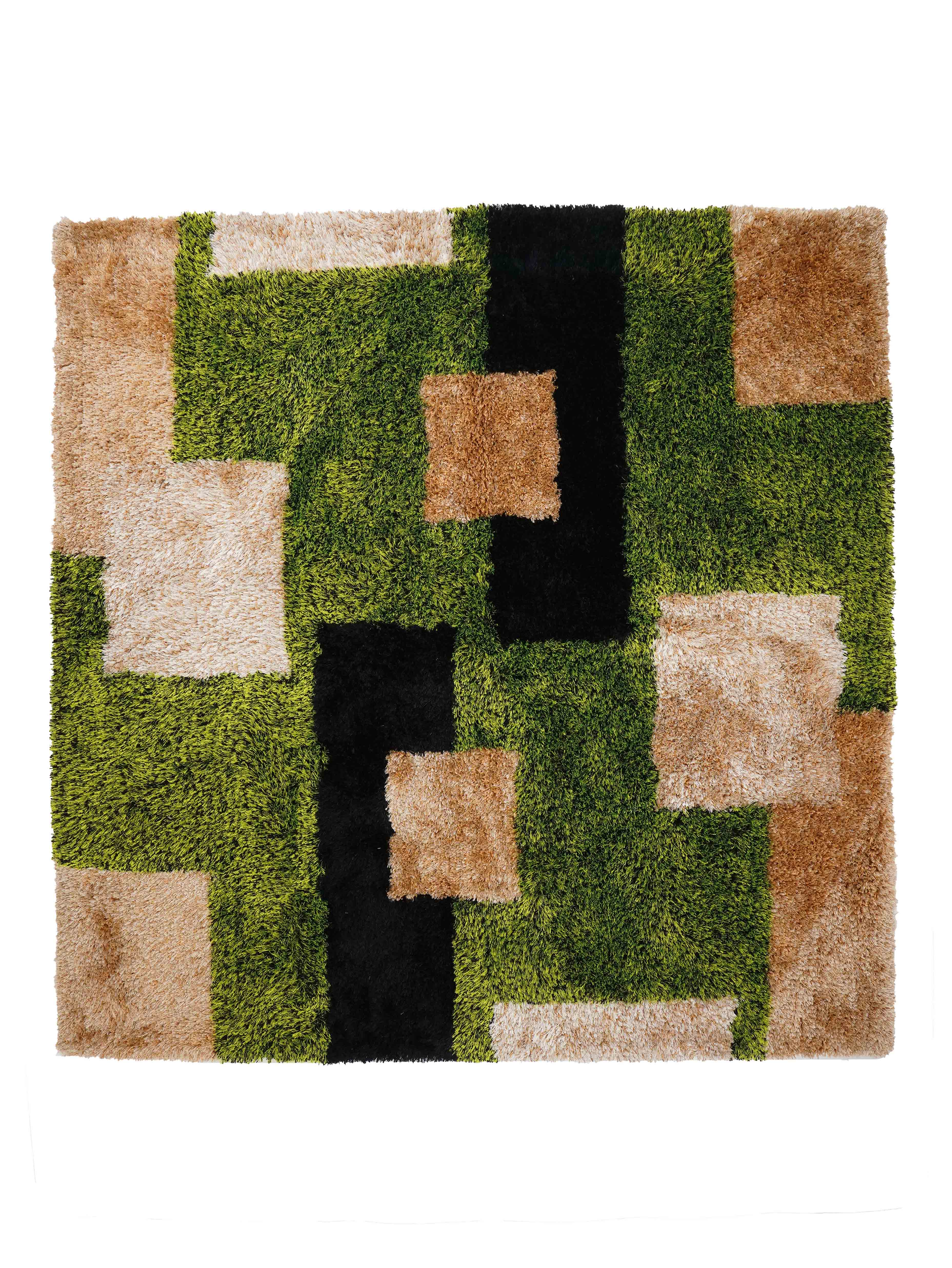 Modern Cubic Hand Tufted Wool Area Rug - Soft Non-Slip Living Room Carpet for Bedroom, Nursery & Home Decor