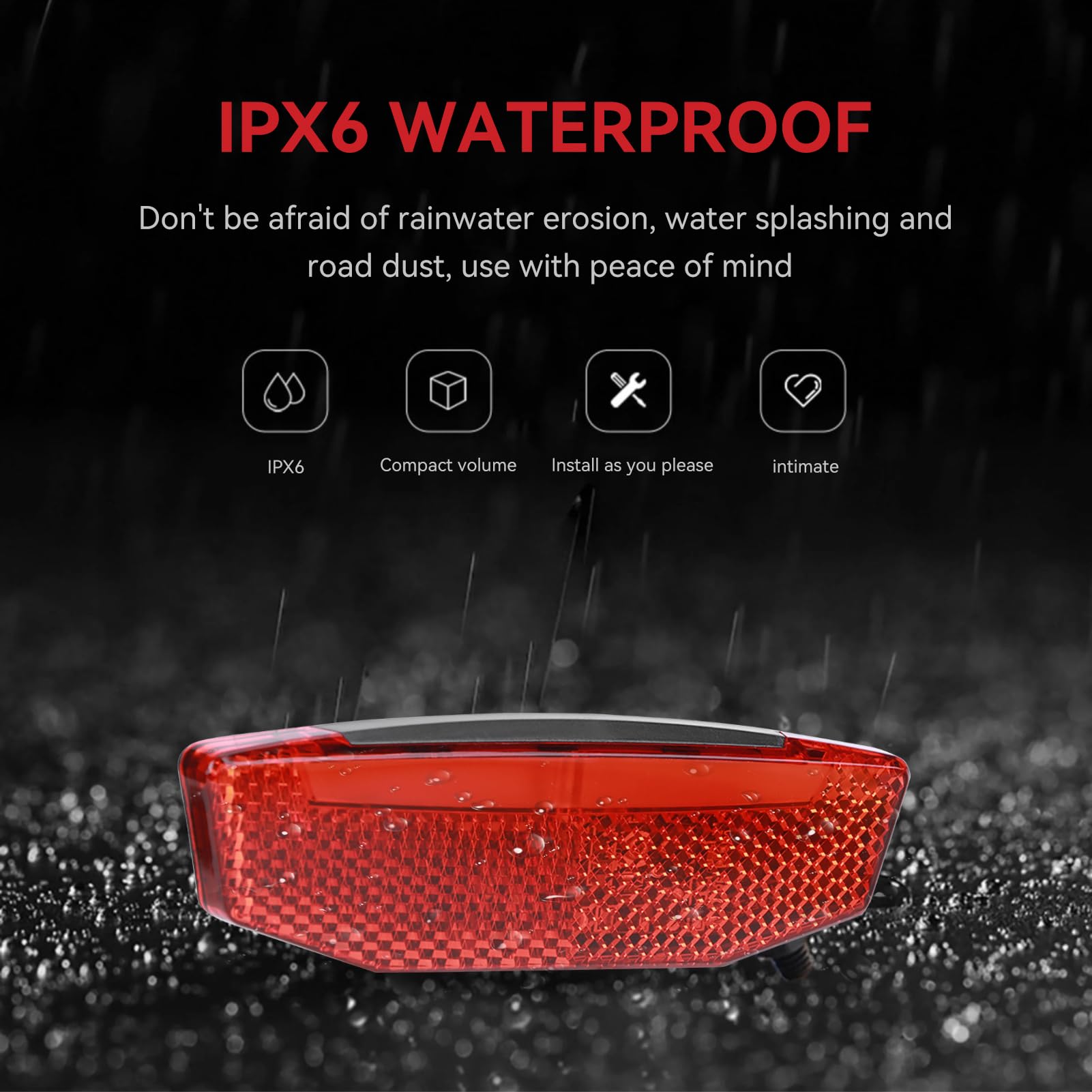 6V-60V High Brightness LED EBike Tail Light - Waterproof Bike Rear Warning Light for Night Riding & Cycling | Electric Bike Accessories for Safety & Visibility in Low Light Conditions