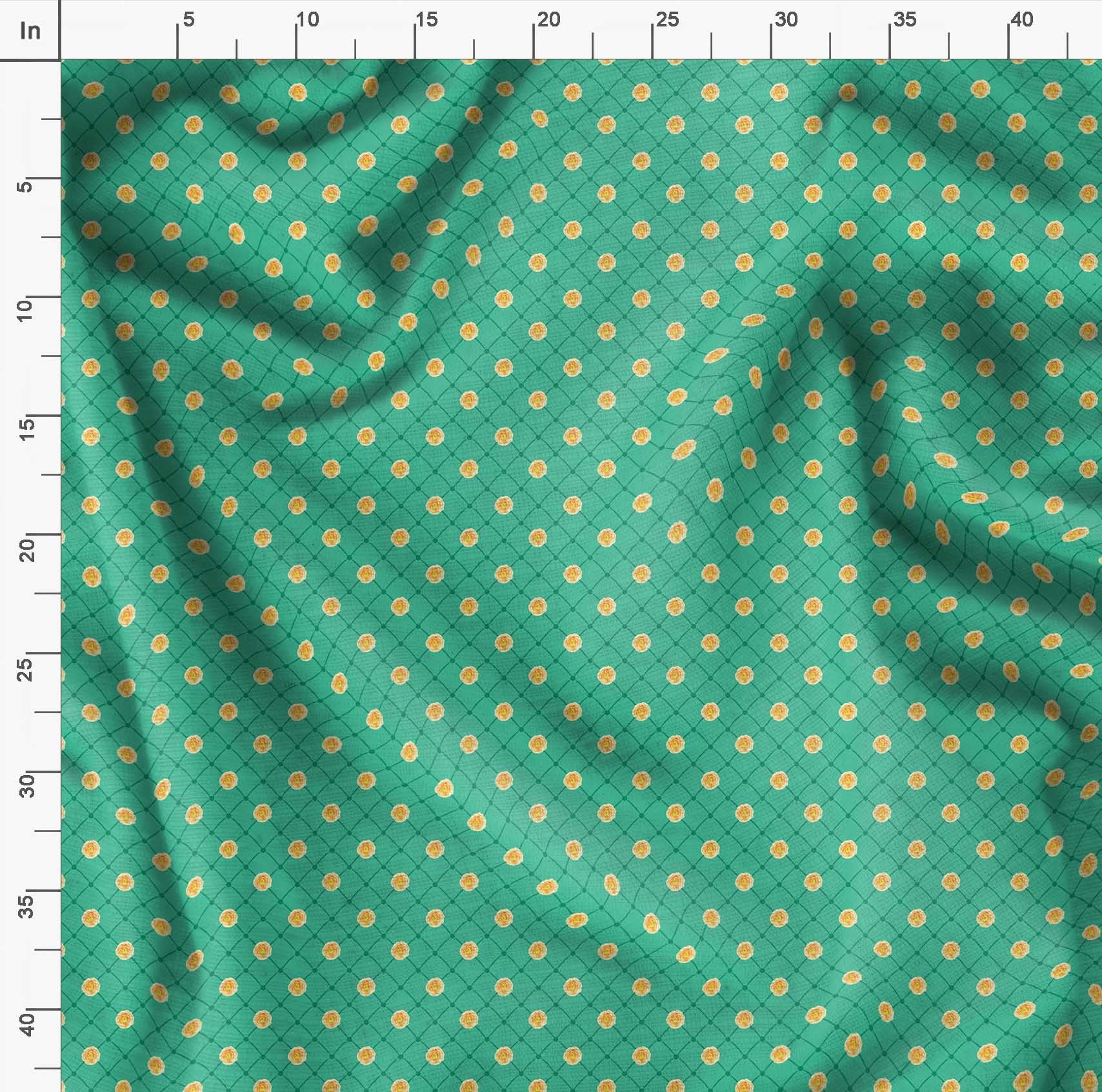 Soimoi Moss Georgette Green Fabric by The Yard - 42 Inch Wide Marigold Geometric Print Fabric with Botanical Vibrant Patterns for Dresses, Curtains & Home Decor | Printed Fabric for DIY Sewing Projects