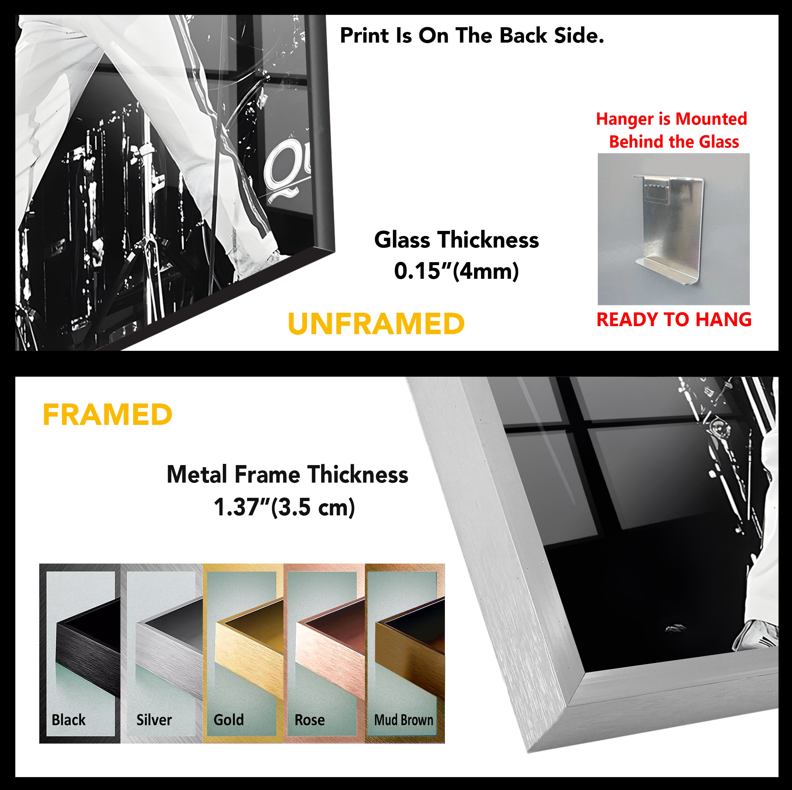 Freddie Mercury Glass Wall Art - Black & White Queen Band Tribute for Home & Office Decor - Perfect for Music Lovers & Retro Style Interiors