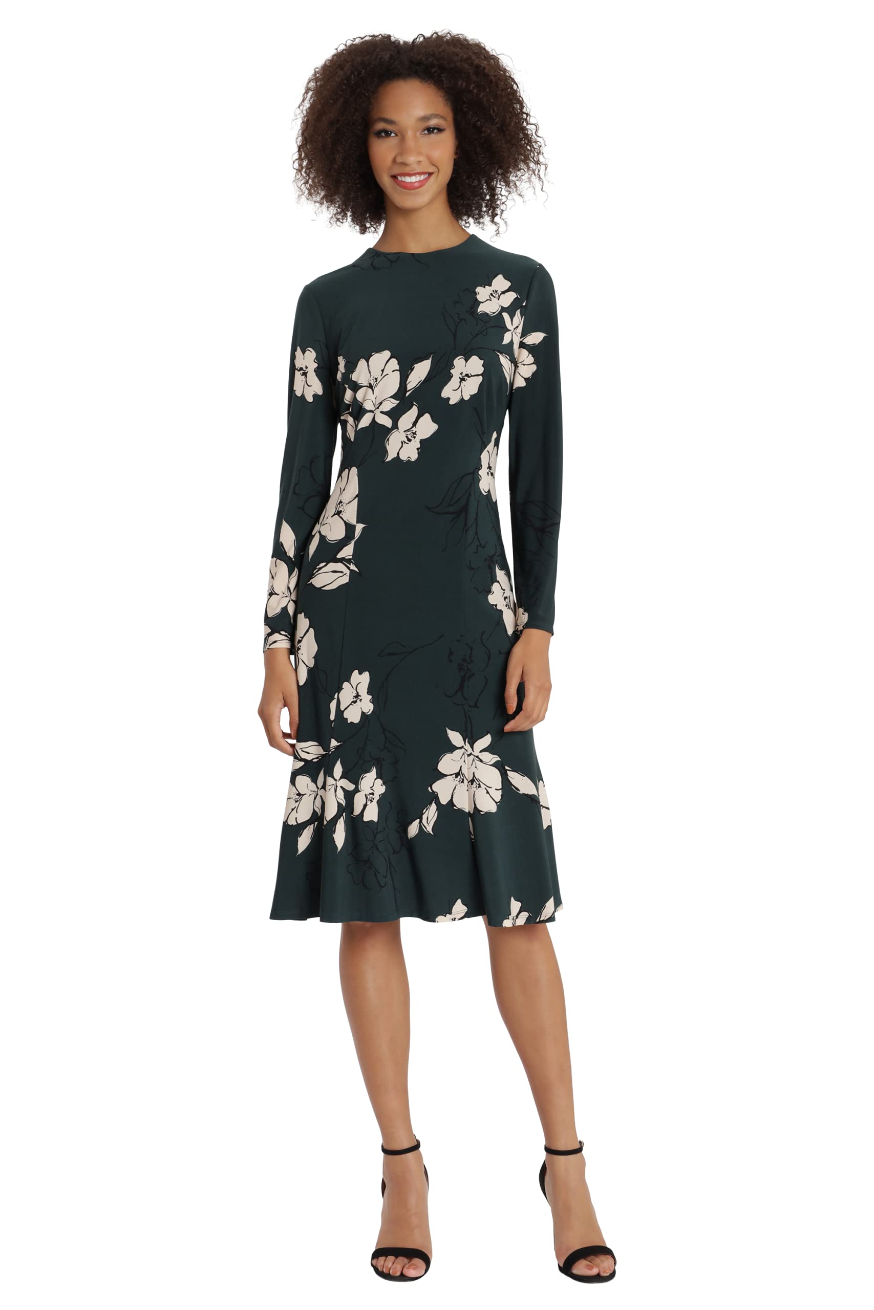 Maggy London Women's Black Cut Out Long Sleeve Midi Dress for Evening Parties