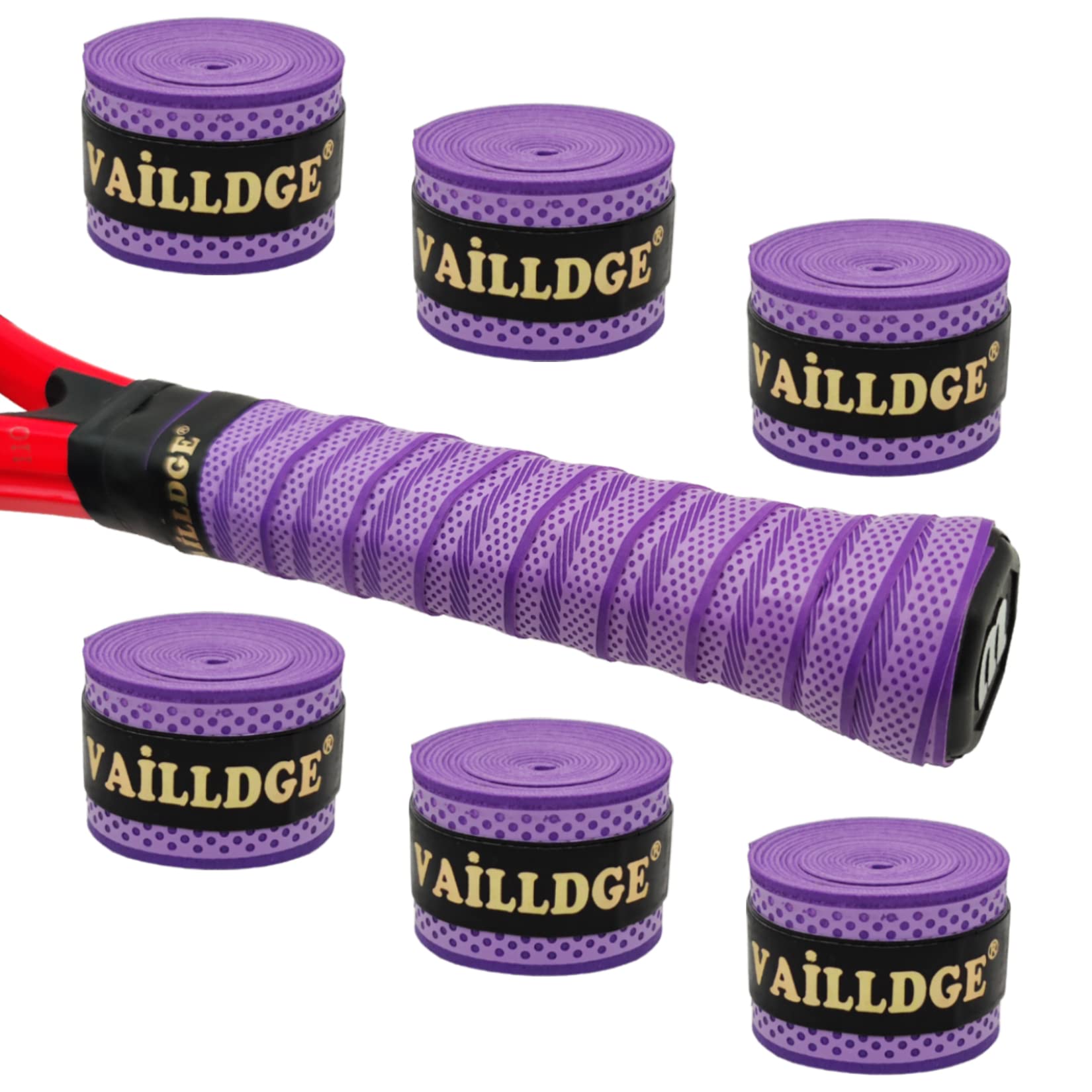 Vailldge Tennis Racket Grip Tape - Anti-Slip Sweat-Absorbing Overgrip with Pattern Dots for Tennis, Squash, Badminton, Baseball, and Pingpong - Perfect for Enhanced Grip and Comfort in Sports