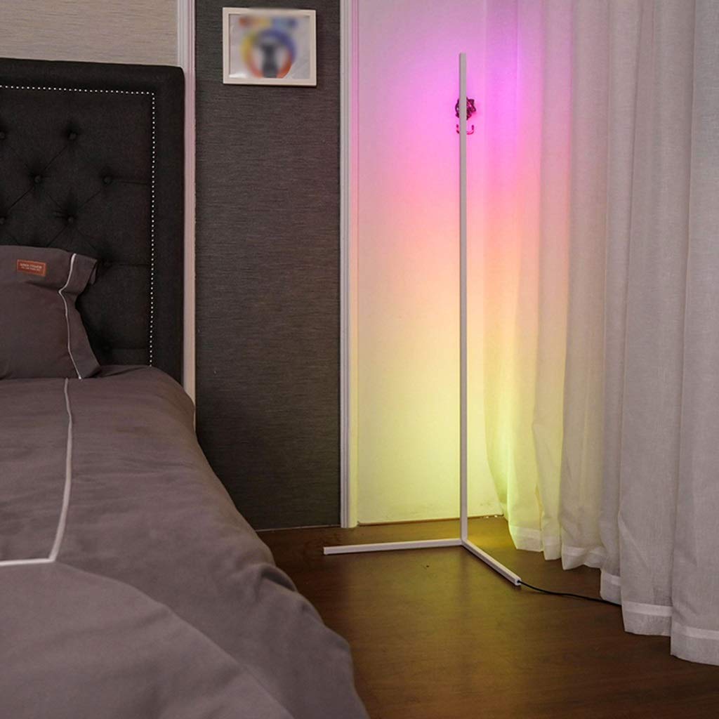 RGB LED Corner Floor Lamp with Remote & Touch Control - Dimmable Standing Light for Bedroom, Living Room | Modern Home Decor Lighting for Reading & Relaxation