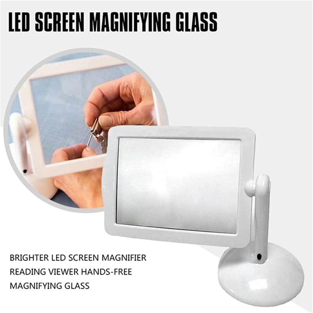 QHYXT Brighter LED Screen Magnifier - Hands-Free Reading Viewer with 3X Magnification, Portable Magnifying Glass for Books, Newspapers & Small Print - Perfect Gift for Seniors & Parents (Ideal for Reading, Crafts & Hobbies)