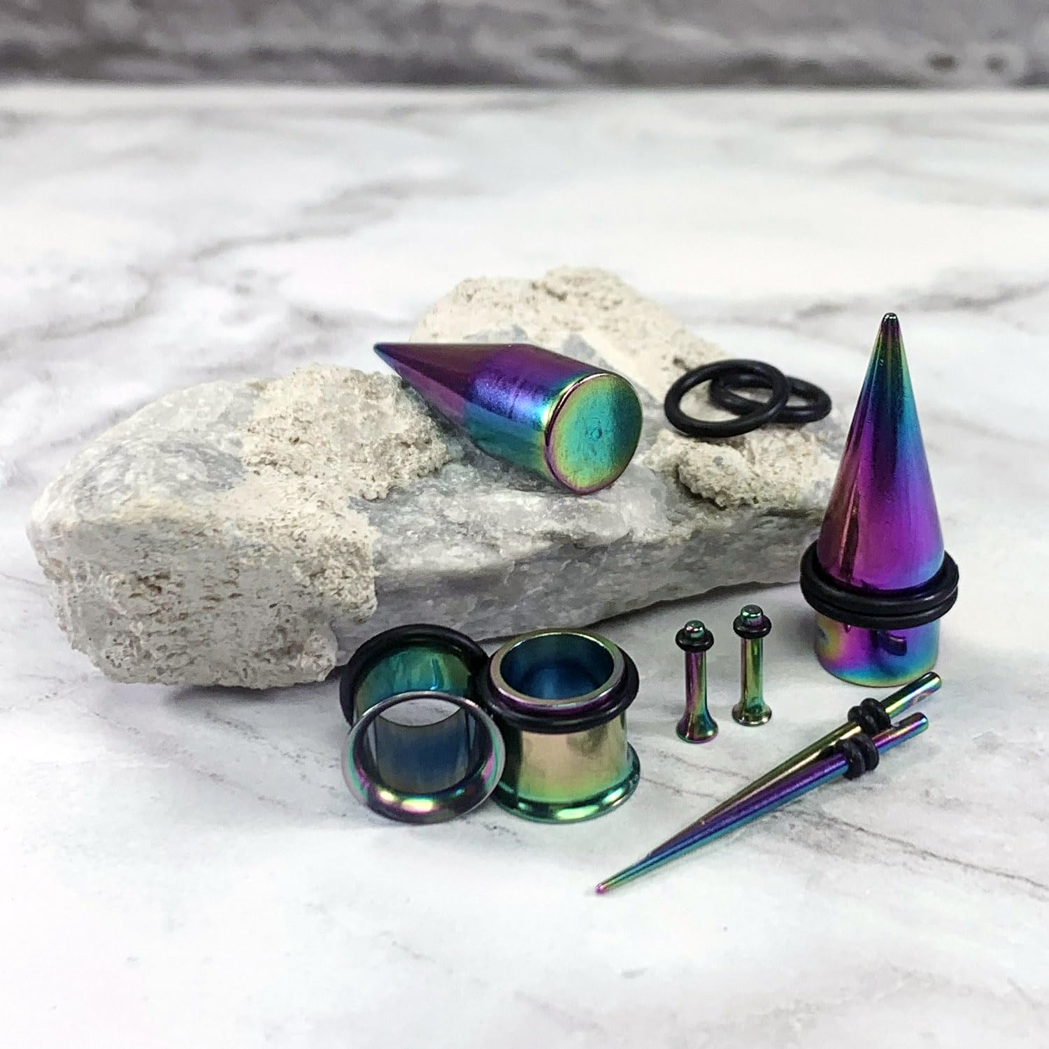 BodyJ4You 38PC Ear Stretching Kit - 14G to 00G Beginner Gauges with Steel Tapers, Single Flare Plugs & Tunnels - Includes Jojoba Oil Balm Wax for Aftercare - Perfect for Women & Men Ear Piercing Jewelry - Ideal for Daily Wear, Gifting & Professional Ear Stretching