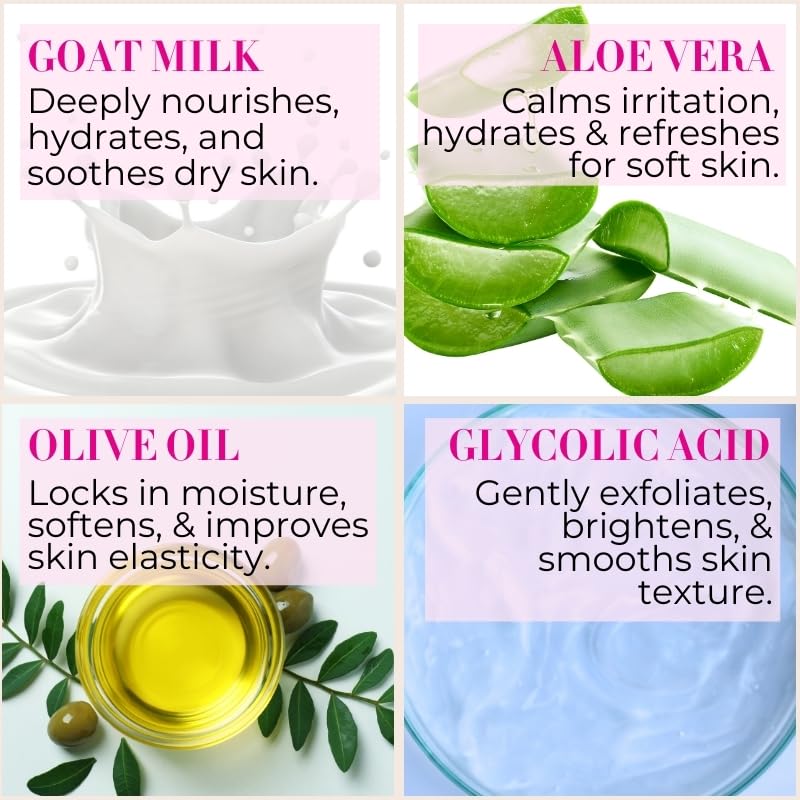 Baes Club Goat Milk Shower Gel with Olive Oil & Glycolic Acid - Hydrating & Nourishing Body Wash for Smooth Skin, Long Lasting Fragrance, 200ml - Perfect for Daily Shower & Spa Relaxation at Home