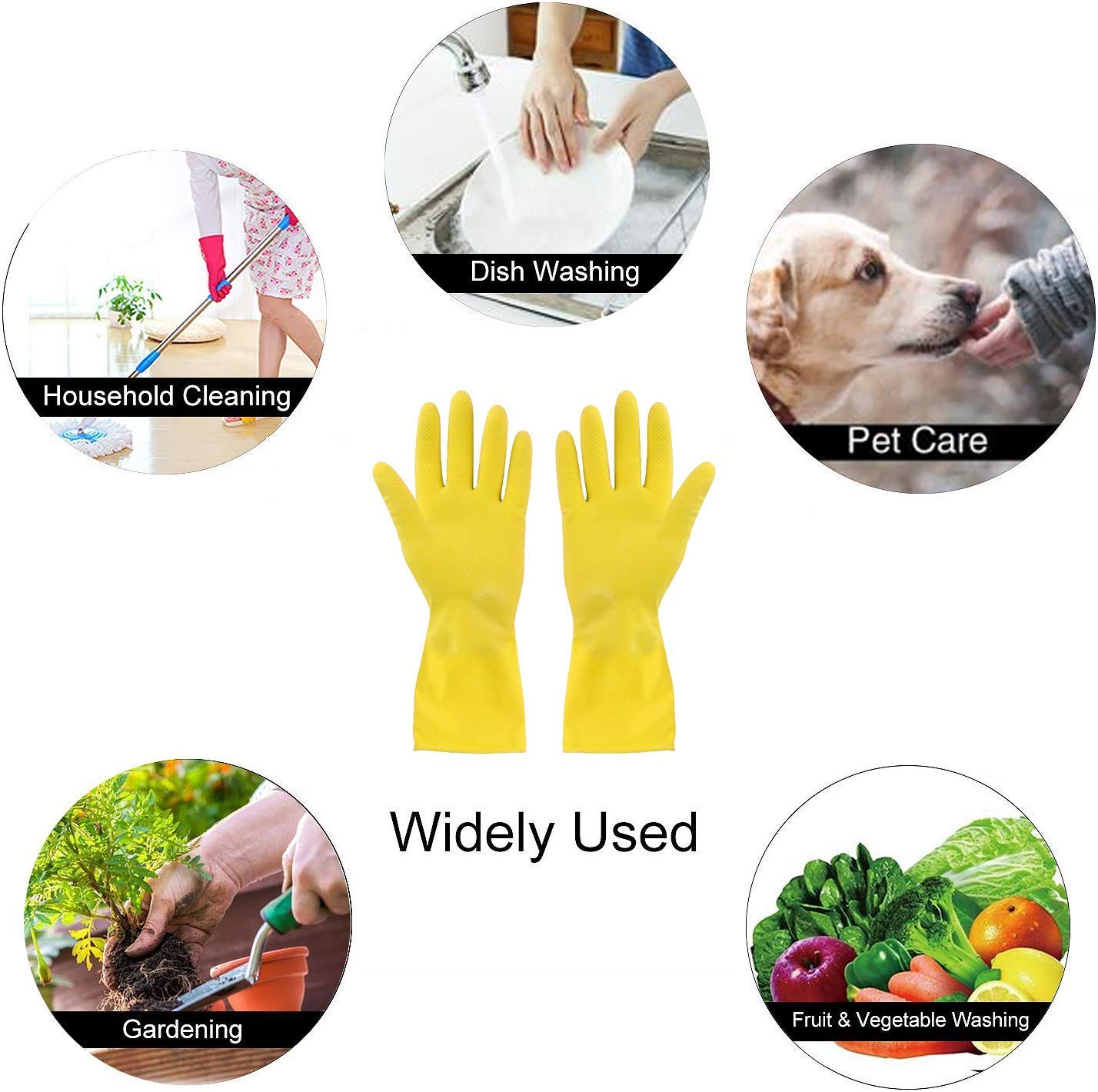 Macklon® Rubber Stretchable Cleaning Gloves - 3 Pairs Multi-Color for Dishwashing, Kitchen Cleaning & Household Chores - Durable Latex Gloves for Washing Dishes, Car Detailing & Gardening