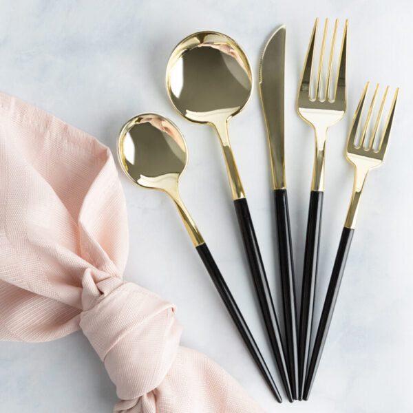 Premium Black & Gold Flatware Set - 32-Piece Elegant Cutlery Collection for Dining, Parties & Special Occasions