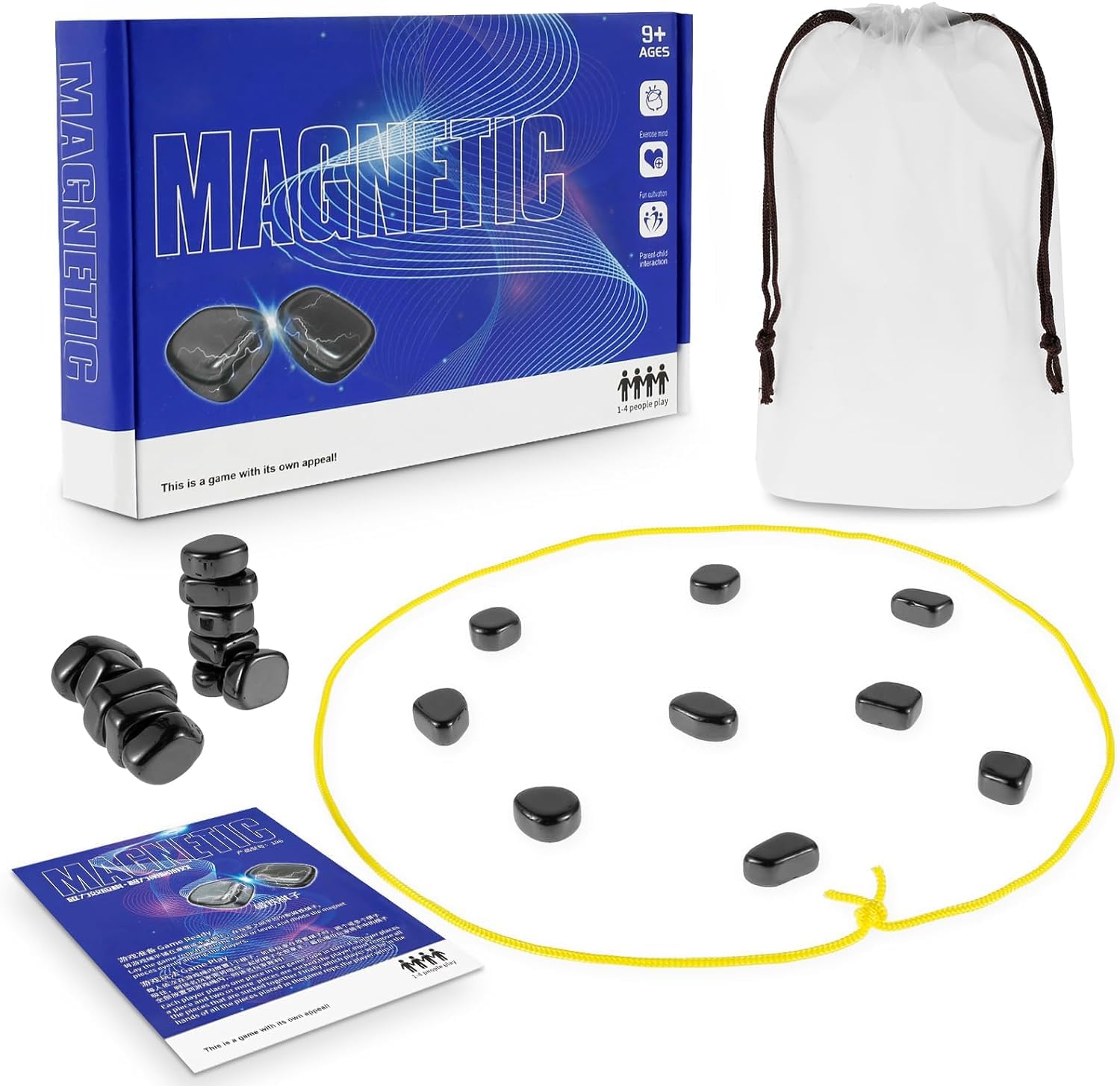 2024 New Magnetic Chess Game Set with Stones - Fun Tabletop Multiplayer Magnetic Chess Board Game for Kids & Adults - Perfect for Travel, Camping, and Family Game Nights