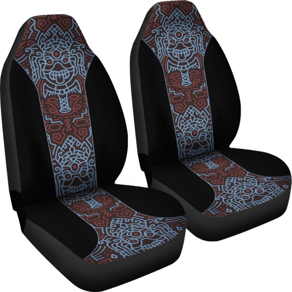 Boho Aztec Elephant Print Black and Blue Car Seat Covers - Waterproof & Universal Fit for Cars, Trucks, SUVs - Perfect for Road Trips and Daily Commutes