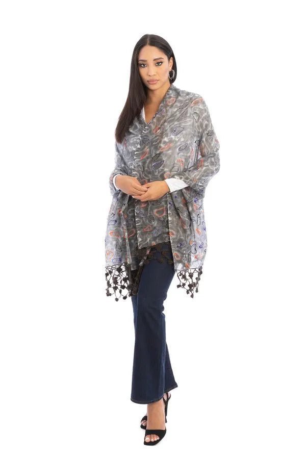 Stylish Mixed Print Knitted Fringe Scarf for Women - Soft Winter Fashion Accessory - Perfect for Cold Weather, Outdoor Activities and Holiday Outfits