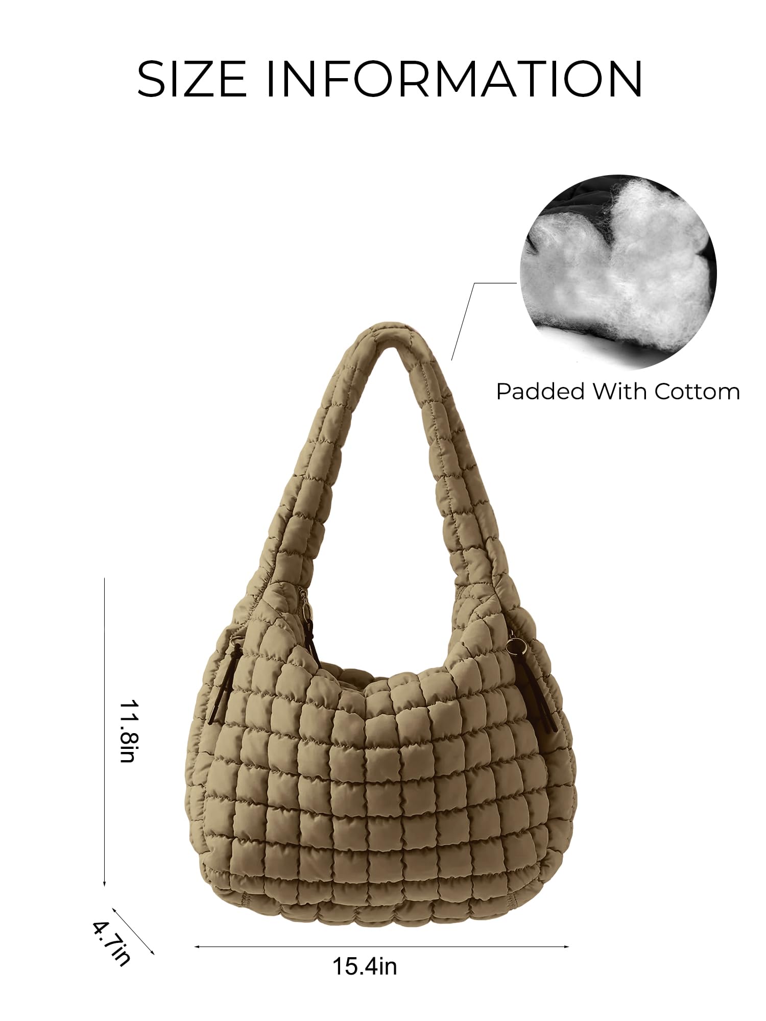 Quilted Puffer Shoulder Bag for Women - Trendy Padded Hobo Tote Bag 2025 | Stylish Winter Fashion Accessory for Daily Commute & Shopping