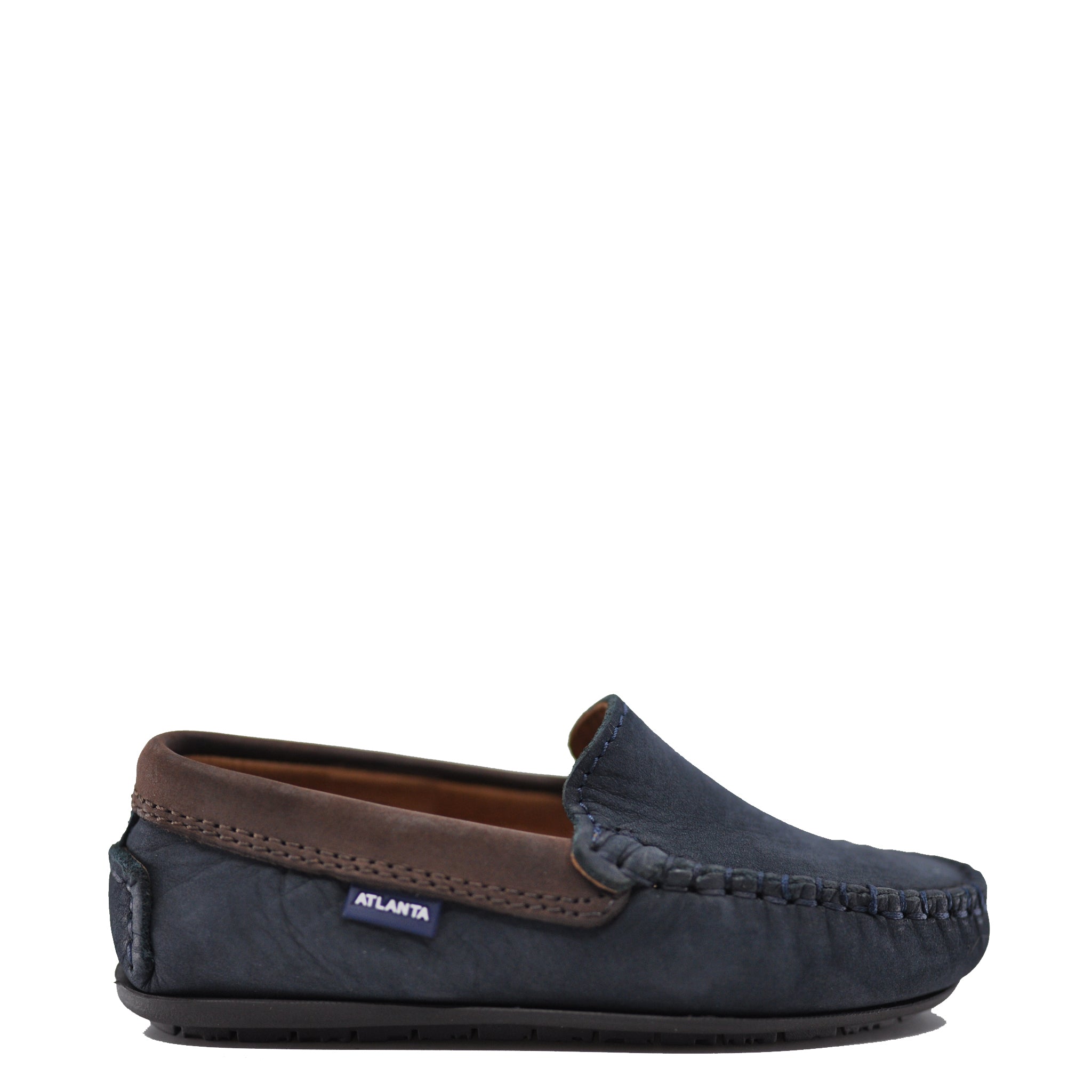 Atlanta Moccasin Loafers for Men - Navy & Brown Genuine Nubuck Leather Slip-On Shoes - Comfortable Casual Dress Shoes for Office, Travel & Everyday Wear