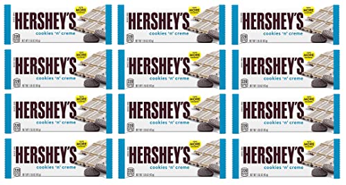 HERSHEY'S Chocolate Bars Variety Pack - 12 Count (1.55oz Each) | Milk Chocolate, Cookies 'n' Crème, Mr. Goodbar, Almonds, Dark & White Chocolate | Perfect for Halloween, Christmas Gifts, Party Favors & Office Snacks
