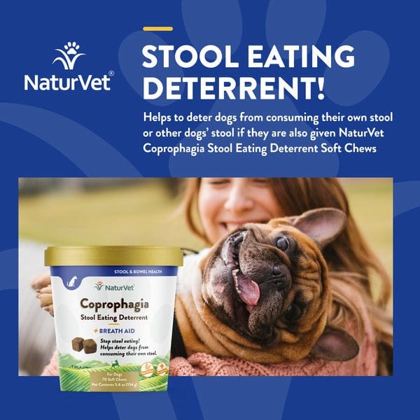 NaturVet Coprophagia Stool Eating Deterrent & Breath Aid Soft Chews for Dogs - Stops Poop Eating & Freshens Breath for Puppies & Adult Dogs at Home or Outdoors