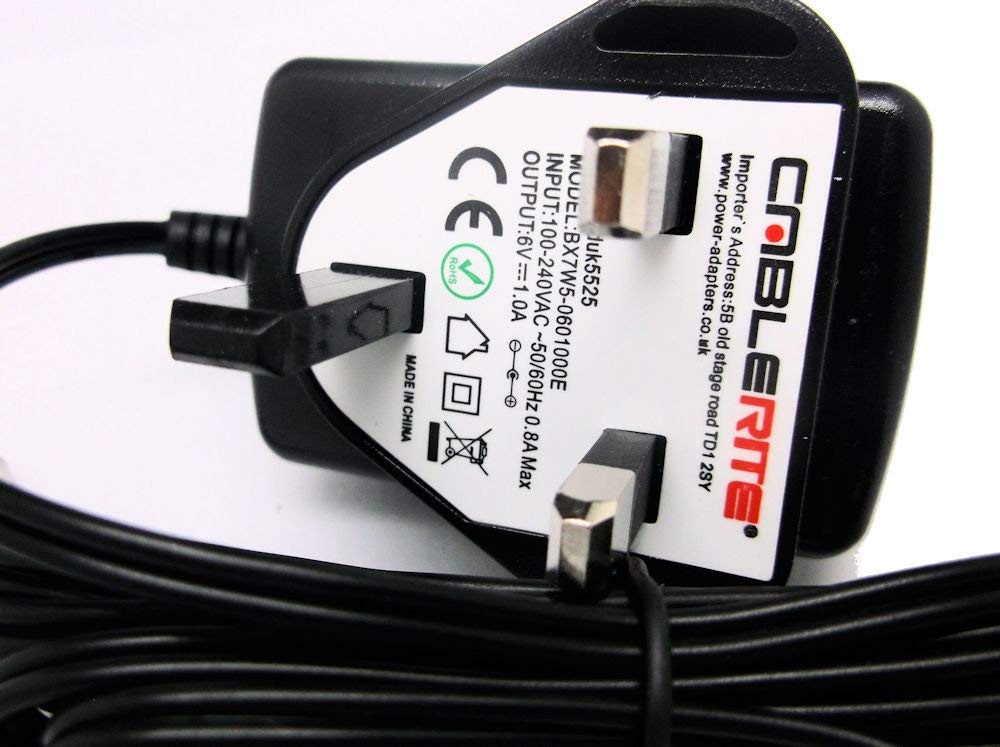 6V 0.6A Power Supply Adapter for Friedland Bush BD-1706 DAB Radio - AC/DC Charger Cable for Home & Car Use
