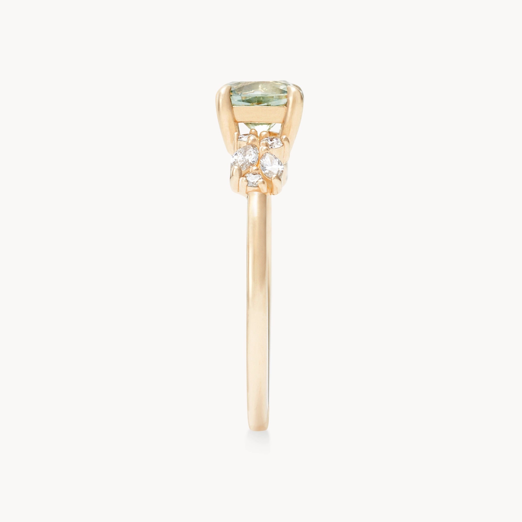 Wildflower Grace Unique Engagement Ring - 14K Yellow Gold, Cushion Cut Sapphire & Brilliant Diamonds | Perfect for Proposals, Anniversaries & Special Occasions