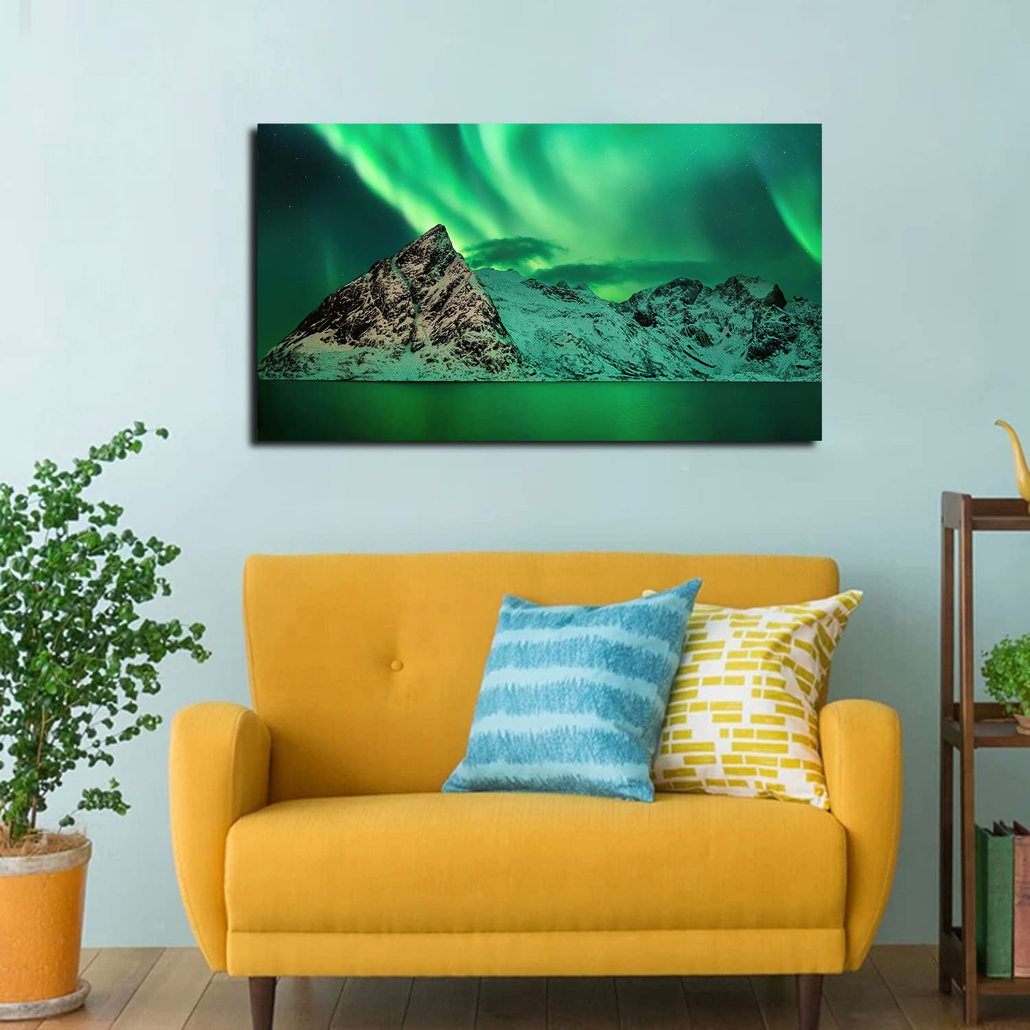 Northern Lights Canvas Wall Art - Aurora Borealis Painting for Home & Office Decor
