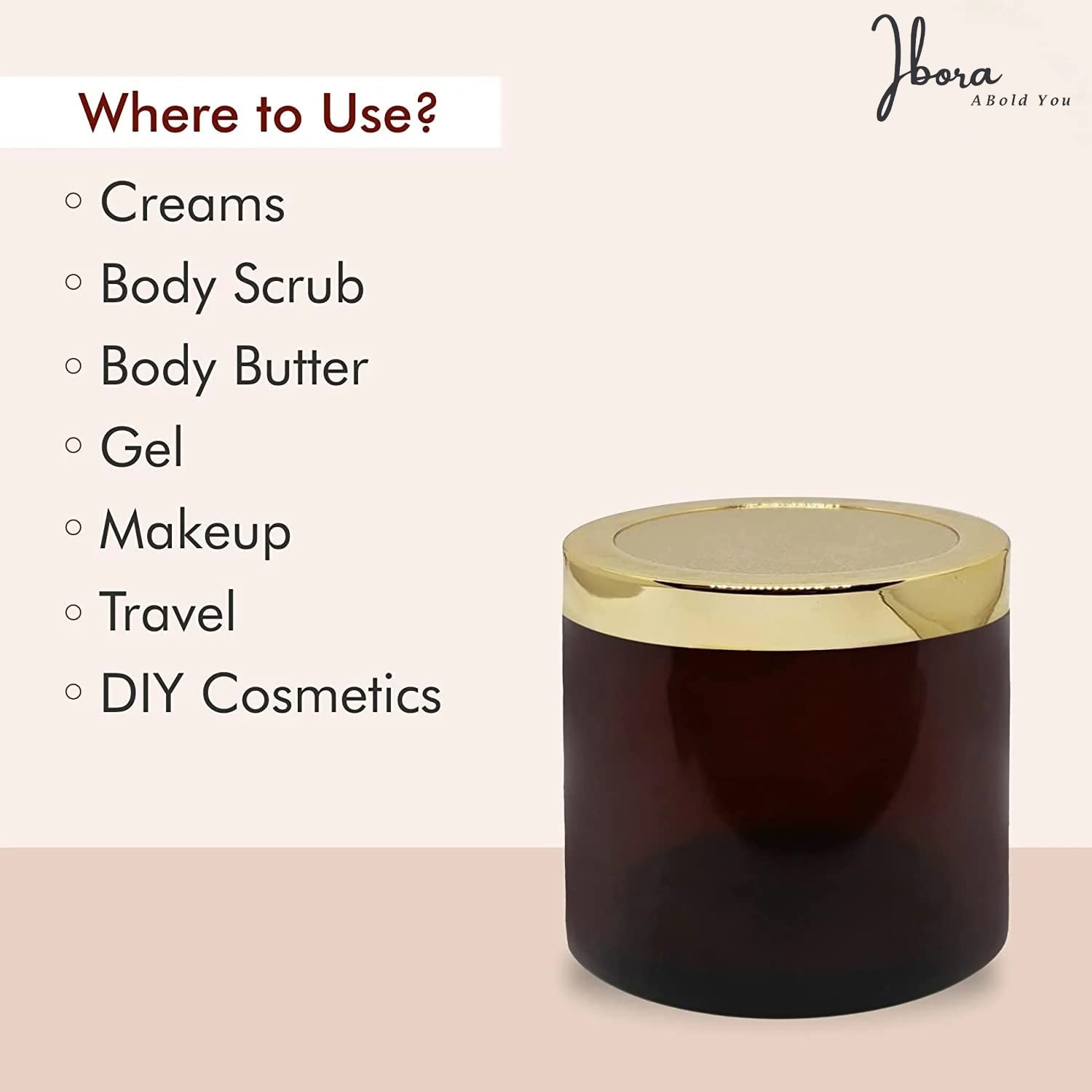BPA-Free Acrylic Cosmetic Jars with Golden Lid - 50g Leak-Proof Airtight Containers for Creams, Gels, Body Scrubs, Lip Balms & Makeup (Pack of 5) - Perfect for DIY Beauty Products, Travel & Salon Storage
