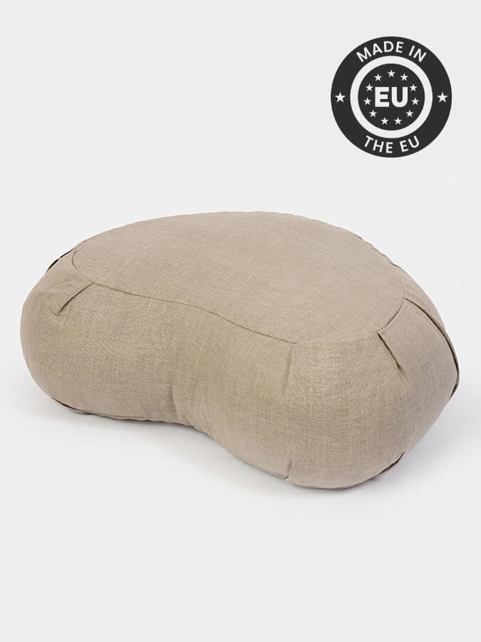 Organic Buckwheat Zafu Meditation Cushion - EU Certified, Crescent Shape with Linen Cover for Yoga, Meditation & Home Decor - Perfect for Yoga Studios, Zen Spaces & Mindful Living