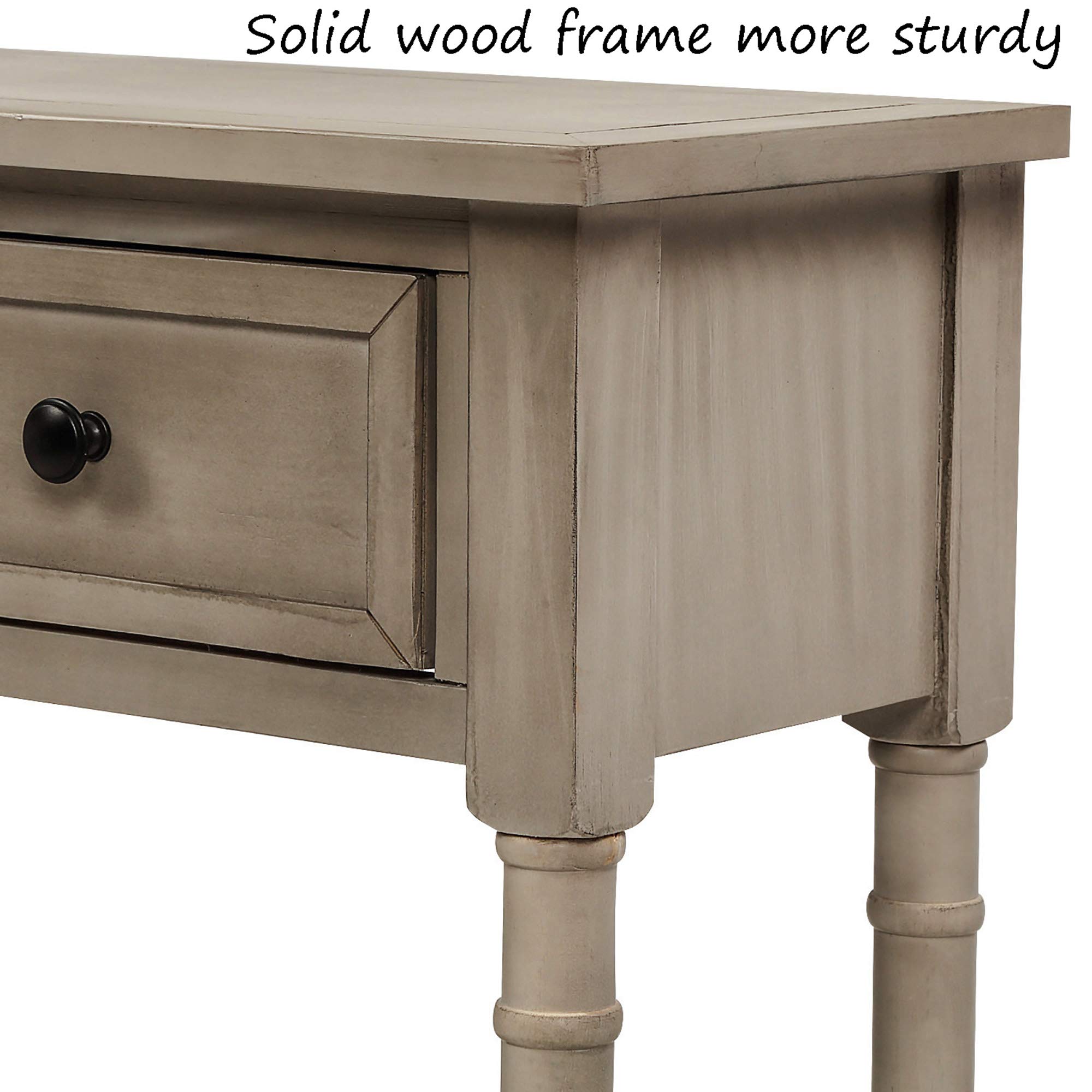 Merax Retro Console Table with Drawers and Shelf - Entryway Sofa Table, Living Room Side Table in Grey Wash | Perfect for Hallway Decor & Small Space Furniture