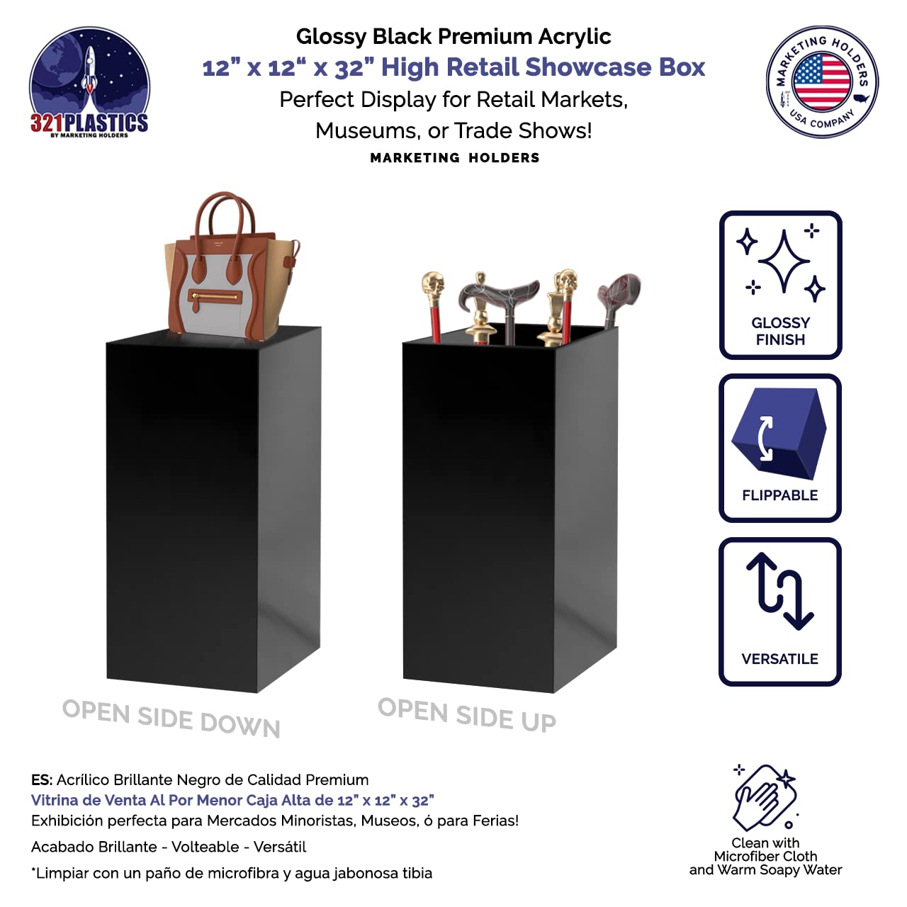 2 Pack Acrylic Display Riser Box - 12