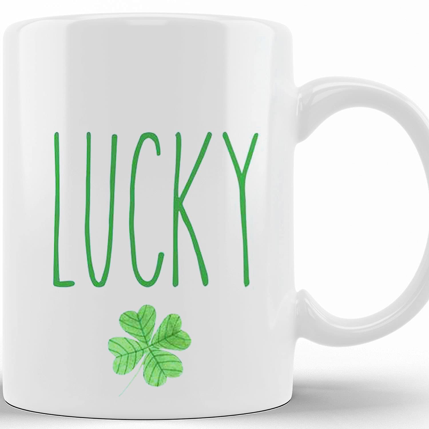 Lucky St. Patrick's Day Coffee Mug - 11/15oz Ceramic Novelty Cup with Clover Design, Good Luck Gift for Birthday, Christmas, Thanksgiving - Perfect for Irish-Themed Parties, Office Use & Home Decor