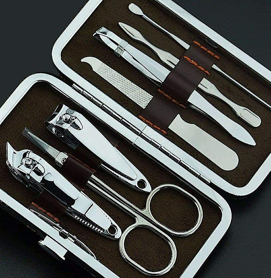 7 in 1 Professional Stainless Steel Manicure & Pedicure Kit - Nail Cutter, Scissors, Cleaning Knife & Plucker for Home & Salon Use | Perfect for Nail Care, Grooming & Travel