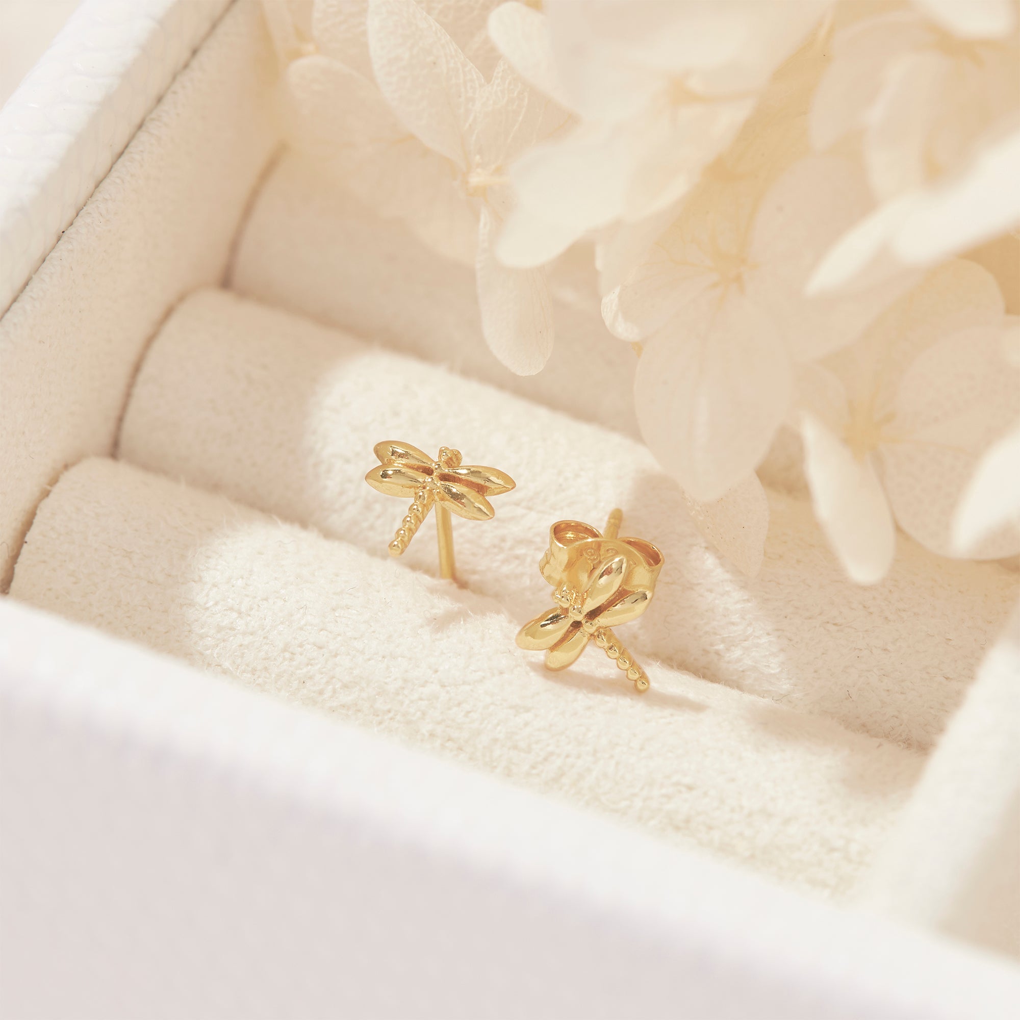 Gold Tiny Dragonfly Stud Earrings - Elegant & Dainty Jewelry for Women - Perfect for Everyday Wear, Parties & Gifts