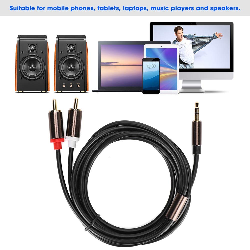 High-Quality 2-in-1 Speaker Cable & Subwoofer Audio Line - 2 Meters for Computer, Home Theater & Gaming Sound Systems | Durable Copper Core for Crystal Clear Audio