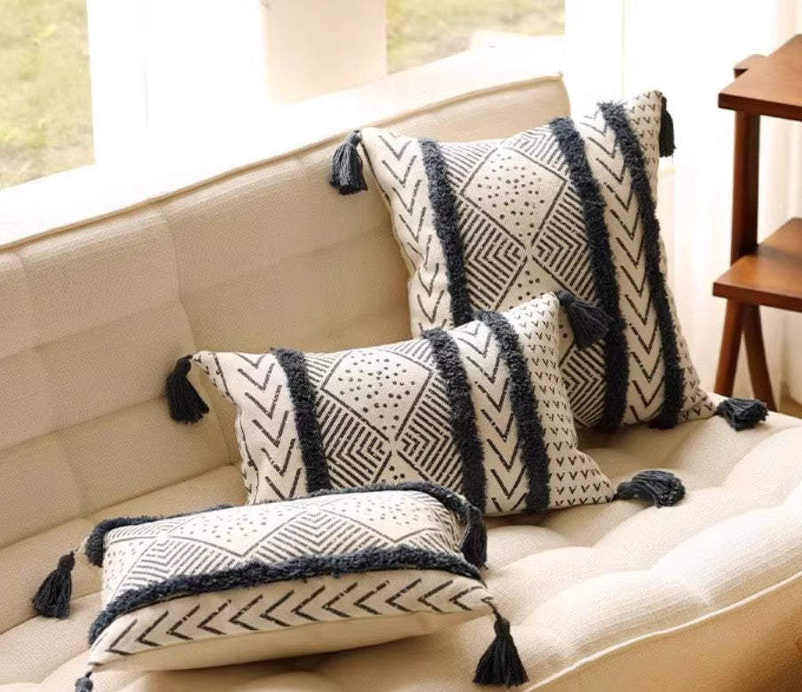 Bohemian Geometric Modern Decorative Sofa Pillow Covers - Oriental Square Throw Pillows for Couch, Living Room & Dining Room Decor - Perfect for Home, Office, and Wedding Decorations