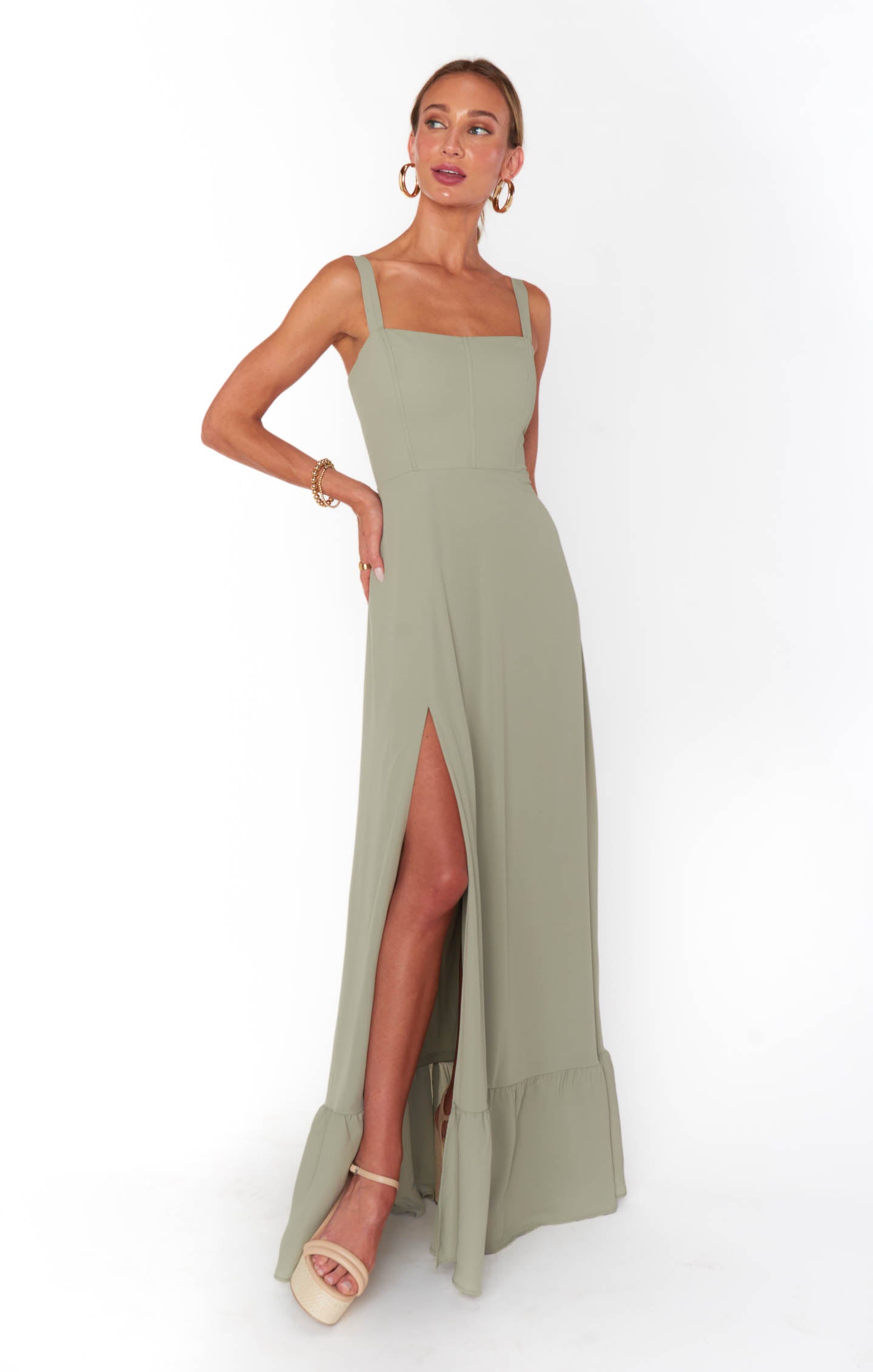 Clarissa Corset Dress - Moss Green Crisp Vintage Style Lace-Up Bodice Formal Evening Gown for Women | Perfect for Weddings, Prom, Cocktail Parties & Special Occasions