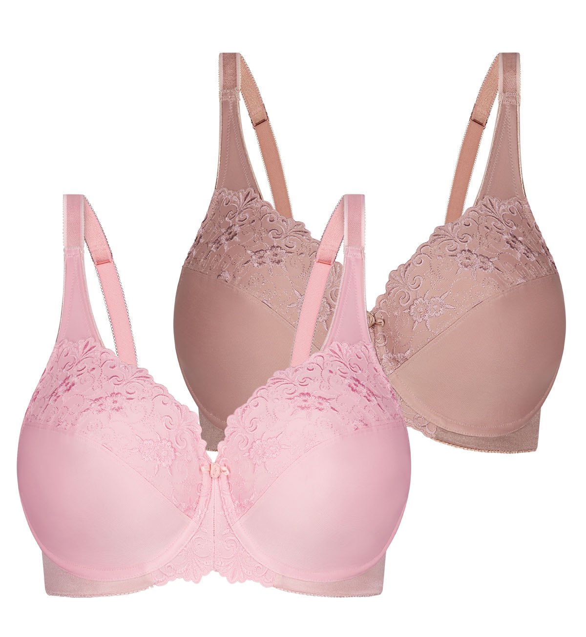 Embroidered Minimizer Underwire Bra Twin Pack - Comfortable Support for Everyday Wear & Special Occasions