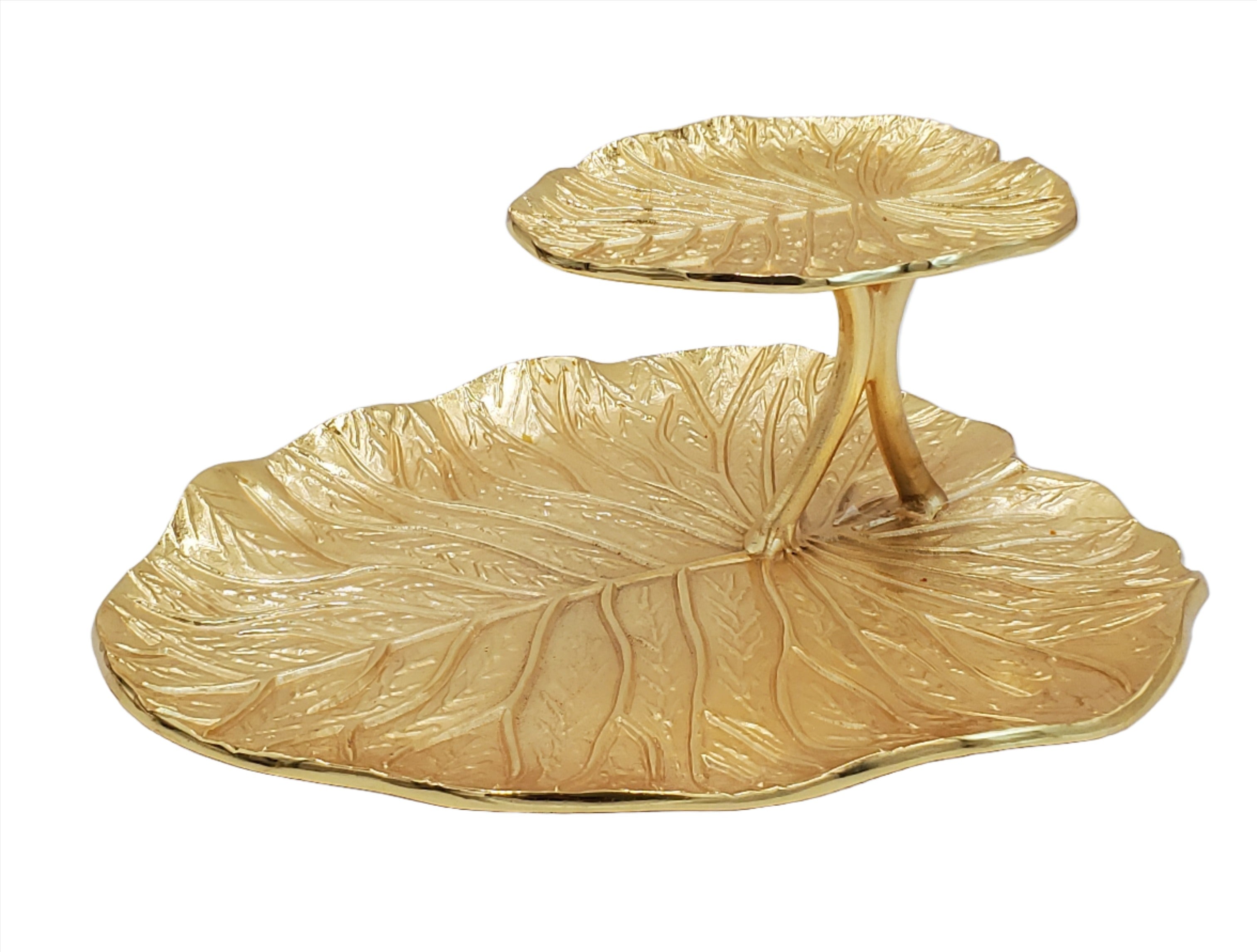 2 Tier Gold Leaf Platter - Elegant Serving Tray for Cheese, Fruits & Appetizers - Perfect for Parties, Weddings & Home Decor
