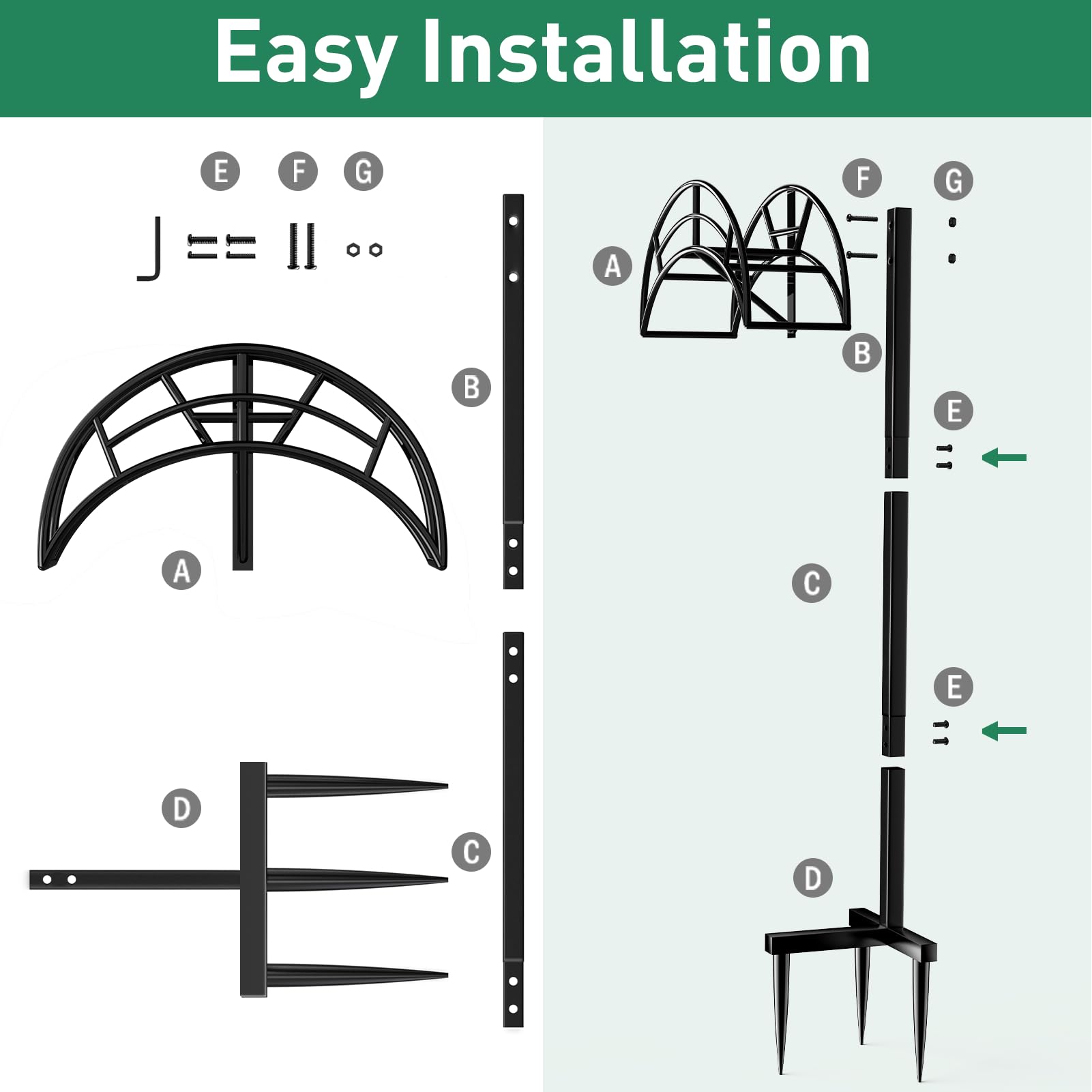ROSSNY Heavy Duty Metal Hose Stand - Detachable Freestanding Garden Hose Holder with 3 Long Spiky Feet for Outdoor Use | Durable Hose Hanger & Storage Solution for Lawn, Yard, and Garden Watering Needs