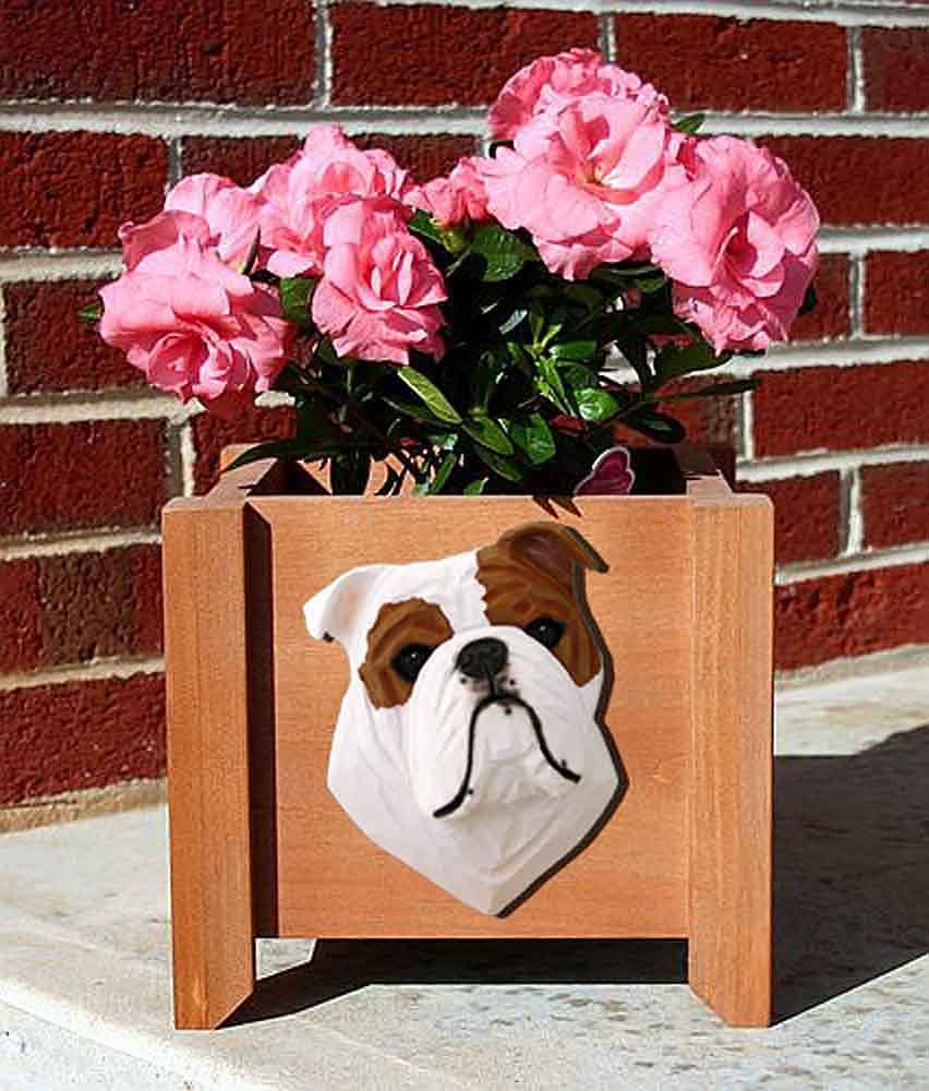 Red Bulldog Planter Flower Pot - Cute Succulent & Small Plant Holder for Home, Office, Garden Decor