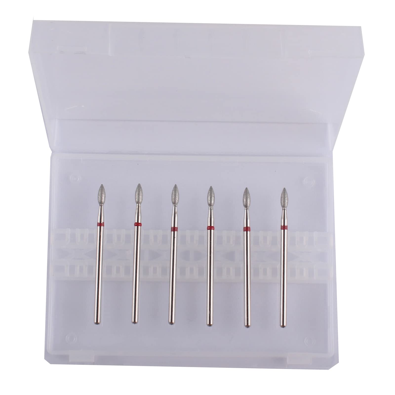 6-Piece Flame Shape Diamond Cuticle Cleaner Bits for Professional Dry Manicure - 3/32 Shank Efile Drill Bit Kit - Perfect for Nail Salons & At-Home Manicures