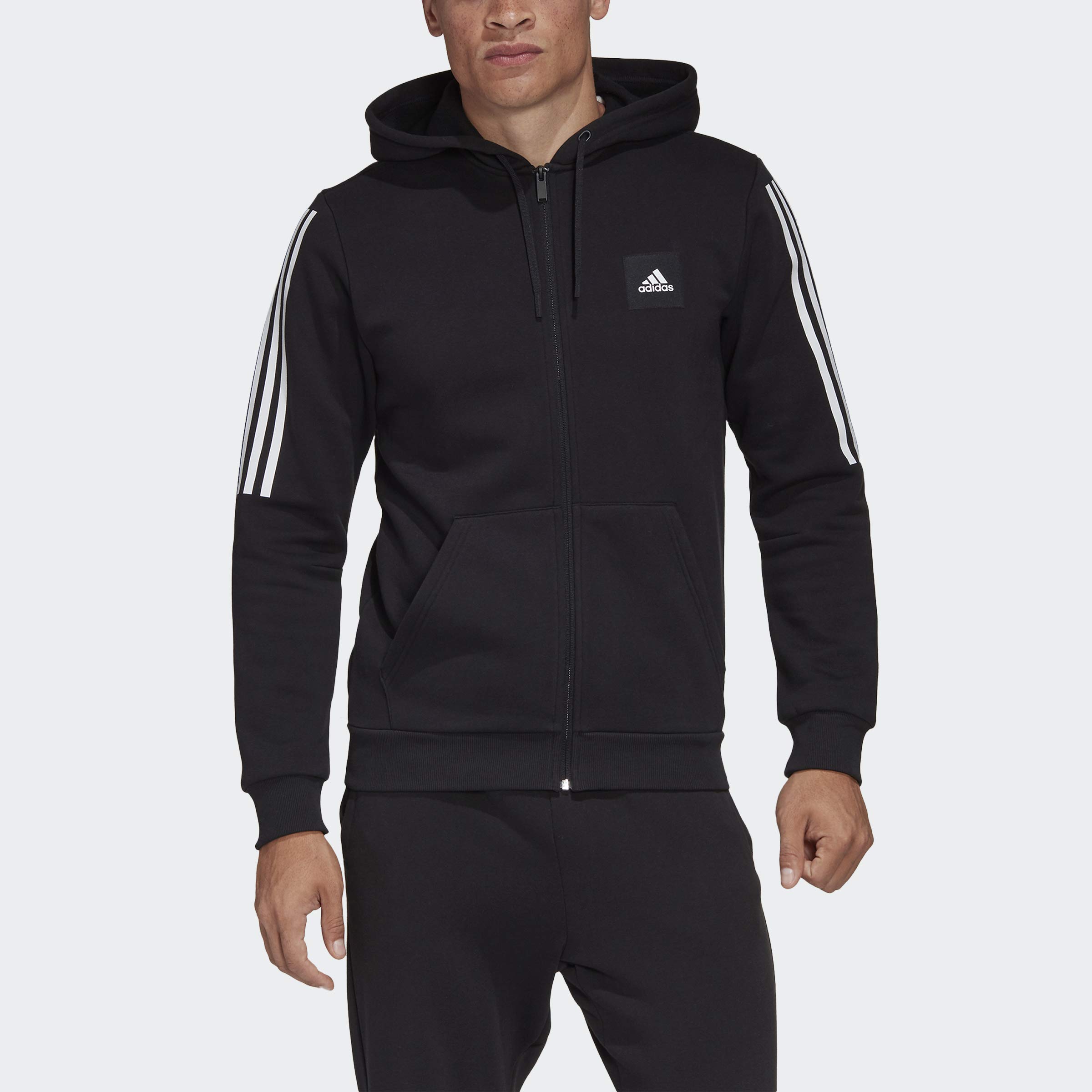 **Adidas Men's Must-Haves Fleece Full-Zip Hoodie – Cozy & Stylish for Casual Wear, Gym, and Outdoor Activities**