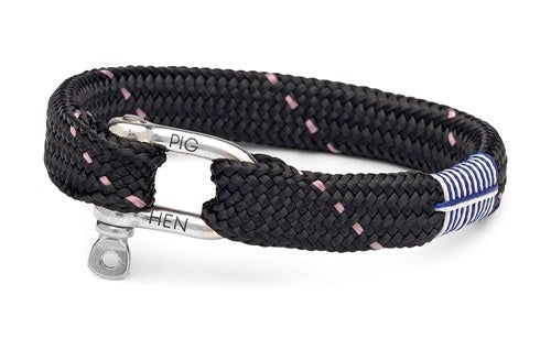 PIG & HEN Sharp Simon Rope Bracelet for Men - Black/Violet CC Silver Stainless Steel Adjustable Wristband - Perfect for Outdoor, Casual Wear & Gifts