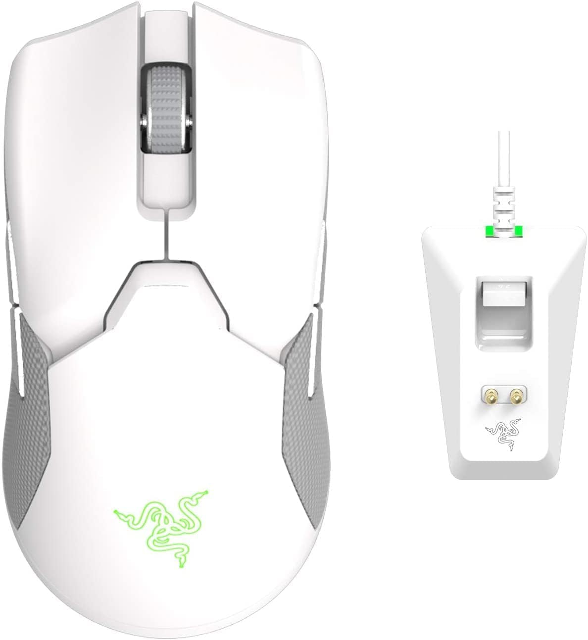 Razer Viper Ultimate Wireless Gaming Mouse with Charging Dock - Ambidextrous Esports Mouse (HyperSpeed Wireless, Focus+ 20K Optical Sensor, 74g Lightweight, RGB Chroma Lighting) Mercury White - Perfect for Competitive Gaming & Professional Esports Tournaments
