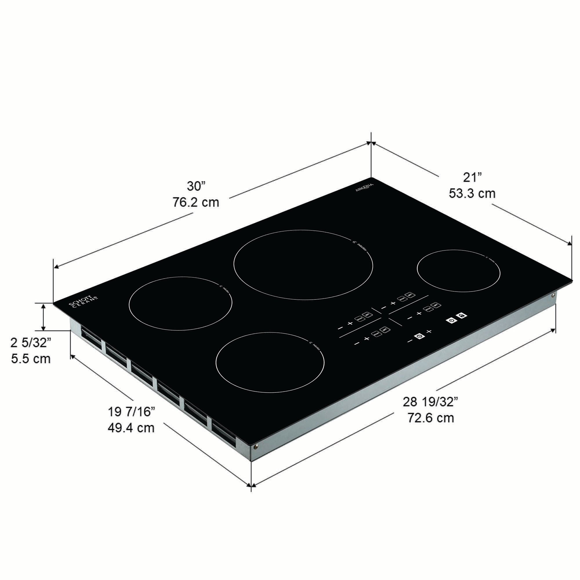 Ancona Elite 30-Inch 4 Burner Induction Cooktop - Black Ceramic Glass Surface | Fast Heating & Energy Efficient | Perfect for Home Kitchen, RV & Outdoor Cooking