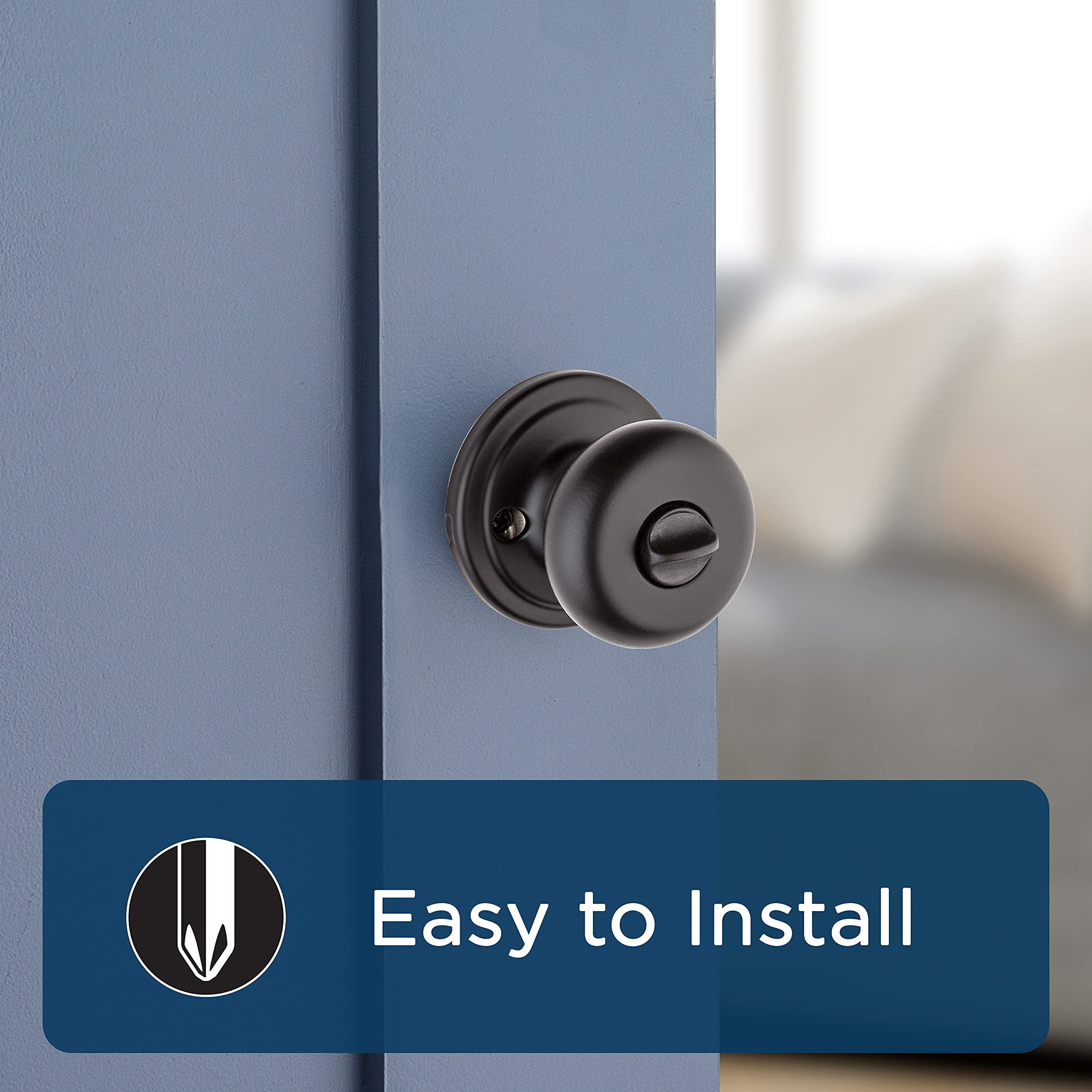 Weiser Troy Matte Black Front Door Knob with Lock and Key - Secure Keyed Entry Door Handle for Exterior & Interior Doors - Traditional Style for Home, Office, Bedroom & Bathroom - Perfect for Enhanced Home Security and Privacy