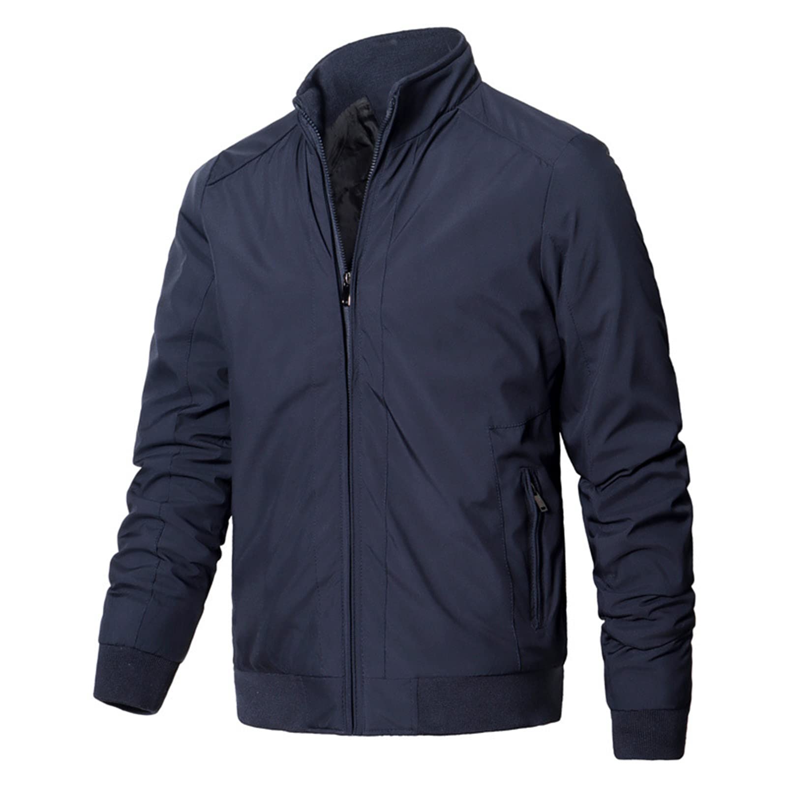 Men's Slim Fit Military Jacket - Casual Washed Cotton Stand Collar Cargo Coat | Fashionable Outerwear for Urban Streetwear & Outdoor Adventures