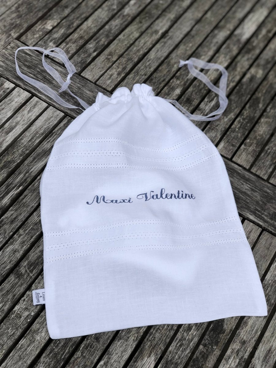 Personalized Embroidered Linen Laundry Bag with Drawstring Closure - Perfect for College Dorms, Travel & Delicate Garment Storage