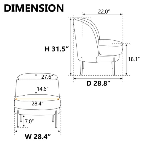 Modern Accent Chair with Gold Metal Legs - Upholstered Club Chair for Living Room, Bedroom & Office - Comfortable Lounge Seating for Relaxing, Reading & Entertaining Guests